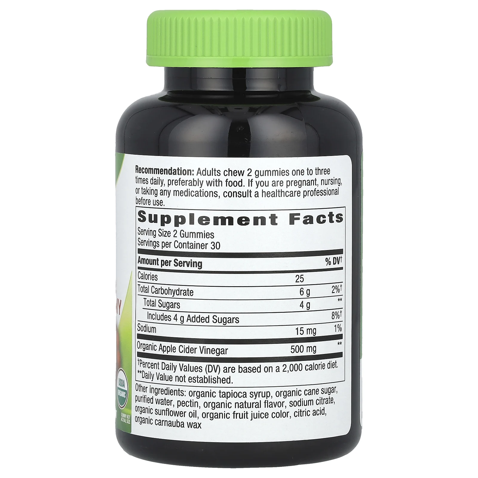 Nature's Way, органический яблочный уксус в жевательных таблетках, со вкусом яблока, 500 мг, 60 жевательных таблеток (250 мг в 1 жевательной таблетке)