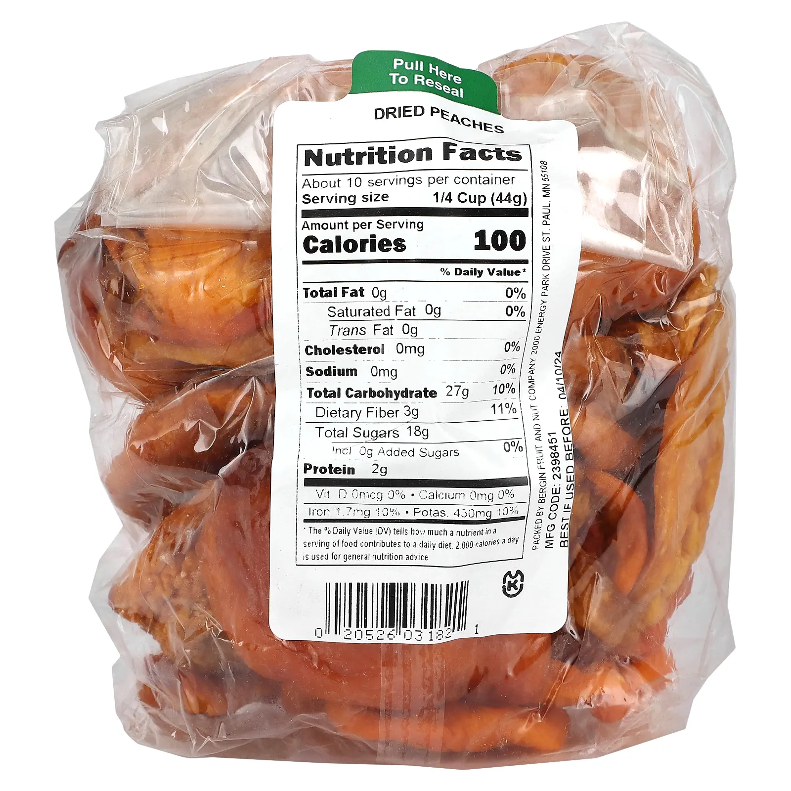 Bergin Fruit and Nut Company, Сушеные персики, 454 г (16 унций)