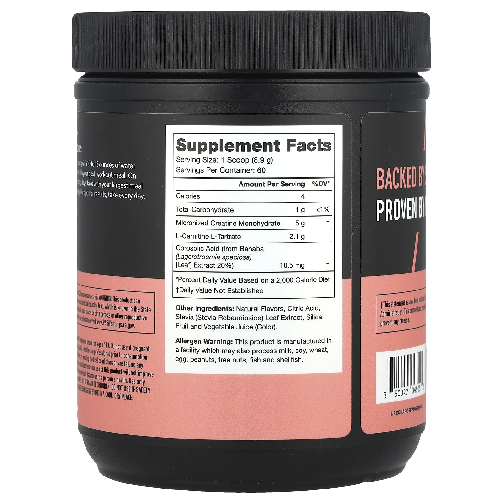 Legion Athletics, Recharge, послетренировочный напиток, фруктовый пунш, 534 г (1,18 фунта)