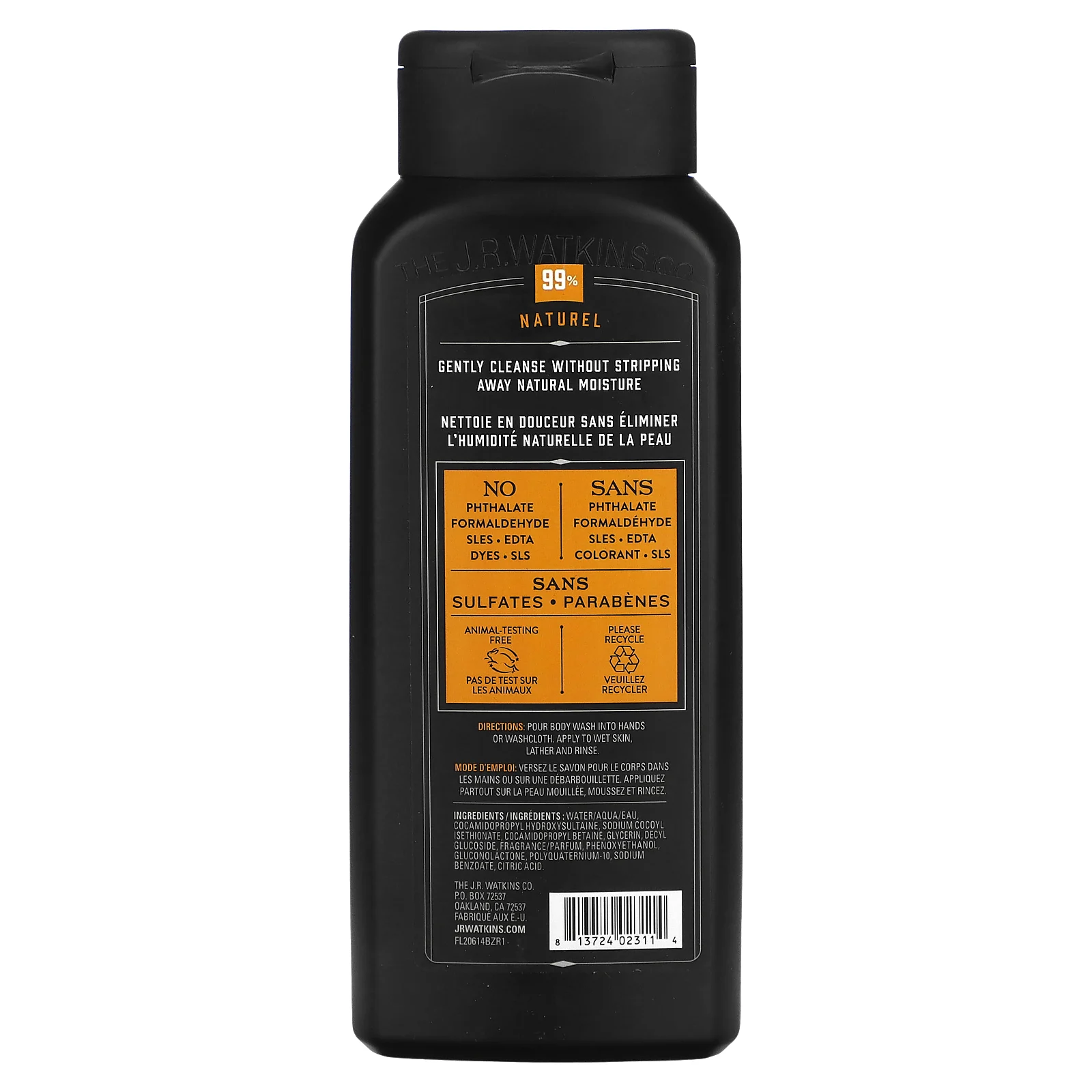 J R Watkins, Гель для душа для мужчин, бергамот и дуб, 532 мл (18 жидк. Унций)