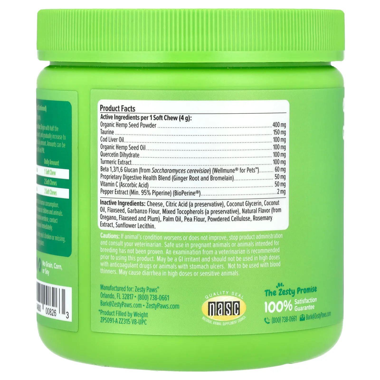 Zesty Paws, Hemp Elements ™, Aller-Immune Bites ™, для собак, для всех возрастов, сыр, 90 жевательных таблеток, 360 г (12,7 унции)