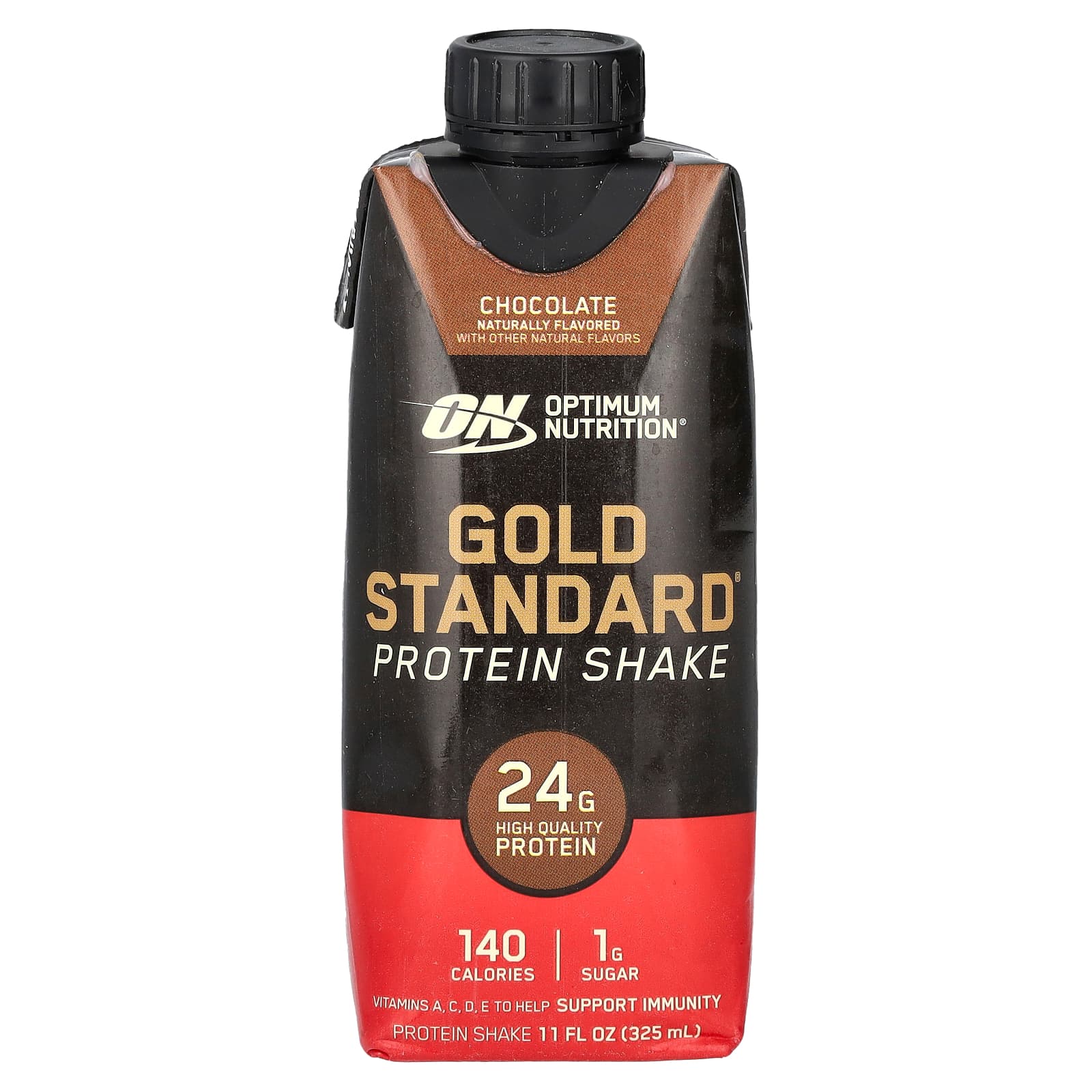 Optimum Nutrition, Gold Standard Protein Shake, протеиновый коктейль, шоколадный вкус, 4 упаковки по 325 мл (11 жидк. унций)