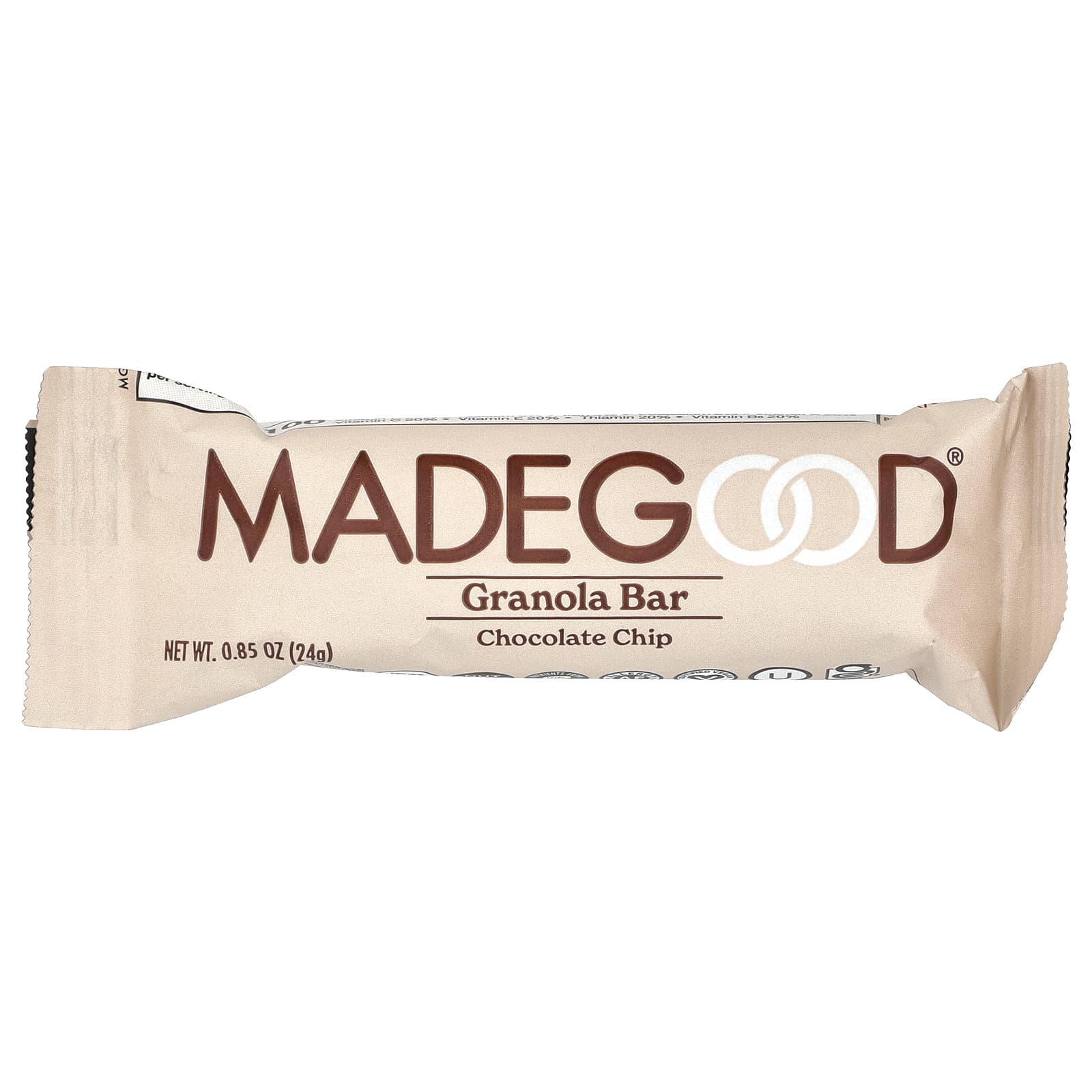 MadeGood, Батончики мюсли, шоколадная крошка, 6 батончиков, по 24 г (0,85 унции)