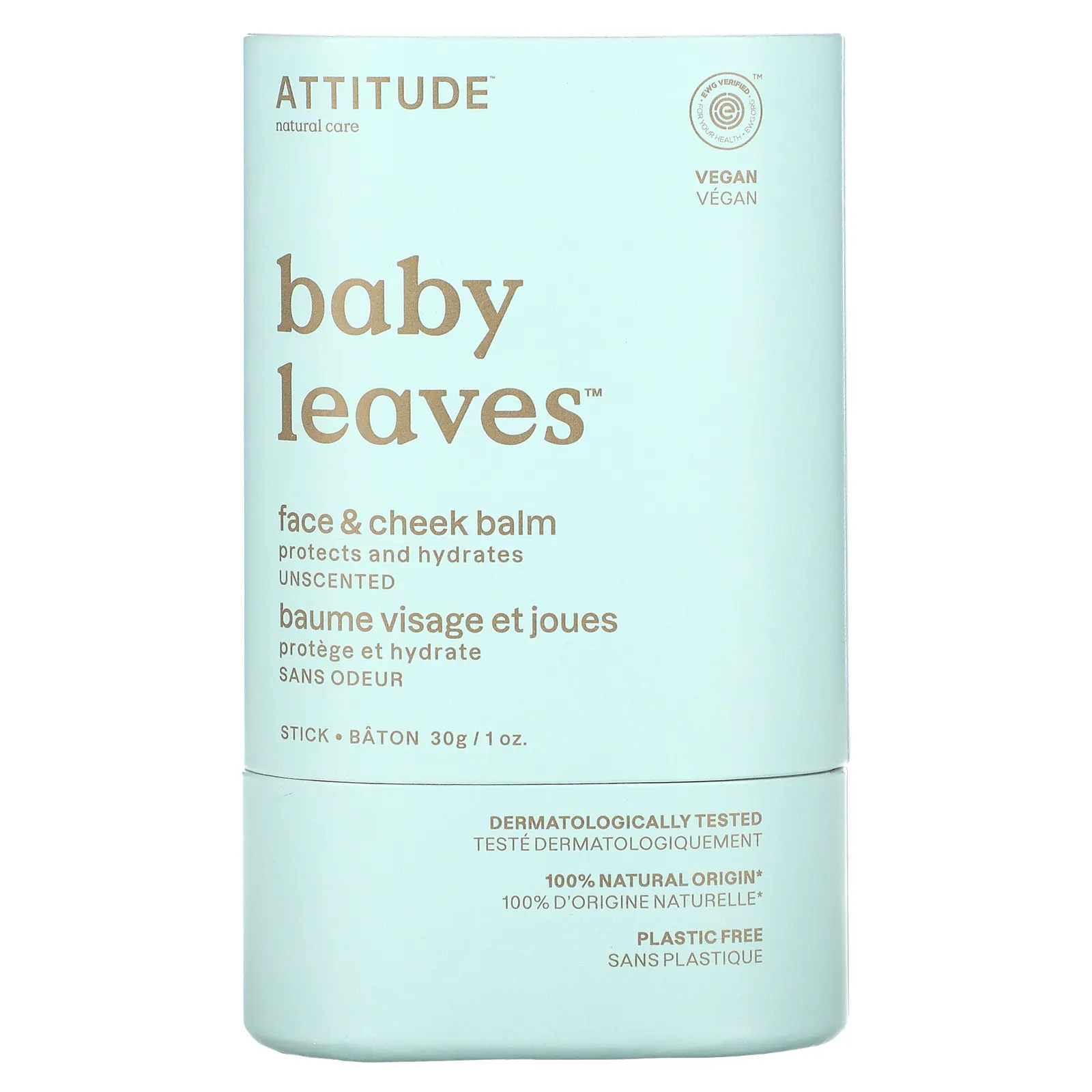 ATTITUDE, Baby Leaves, бальзам для лица и щек, без запаха, 1 унция (30 г)