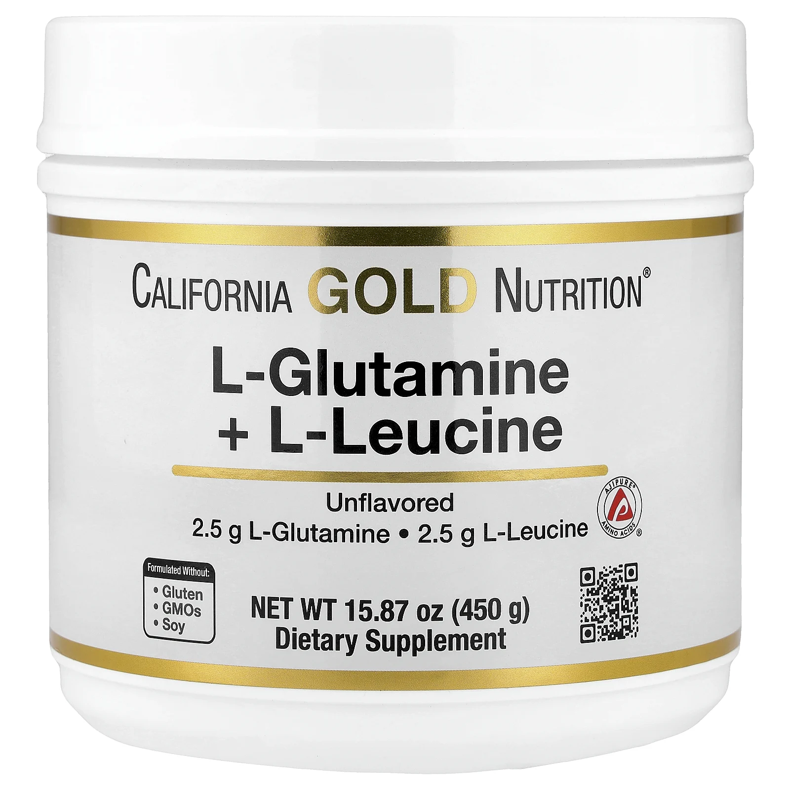California Gold Nutrition, L-глютамин и L-лейцин, без вкусовых добавок, 450 г (15,87 унции)
