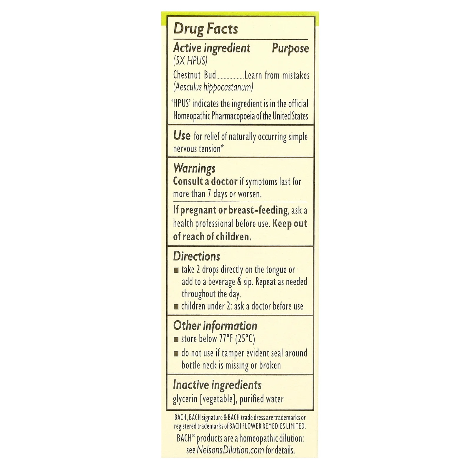 Bach, Original Flower Remedies, бутоны каштана, 10 мл (0,35 жидк. унции)