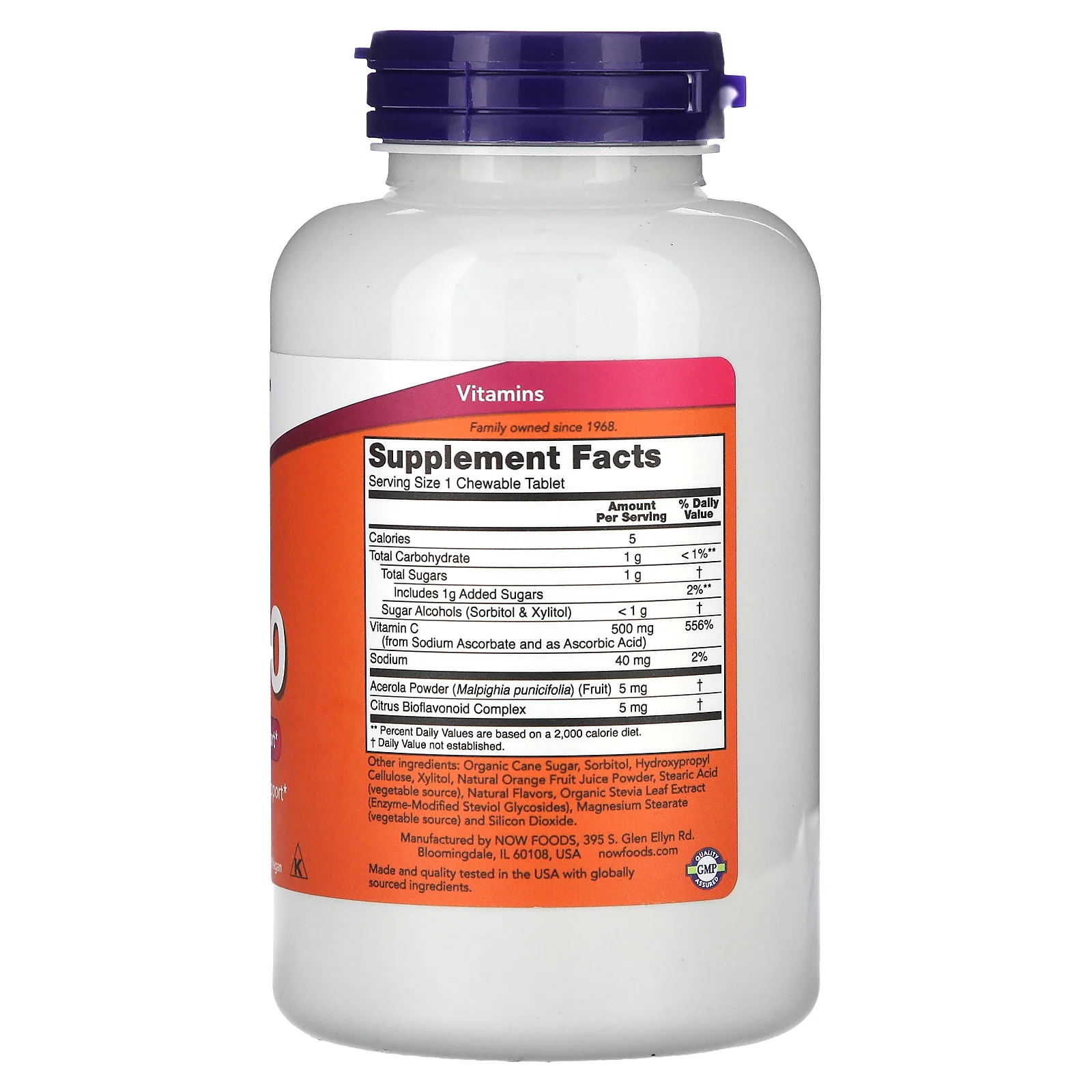 NOW Foods, C-500 в жевательных таблетках, с апельсиновым вкусом, 100 таблеток