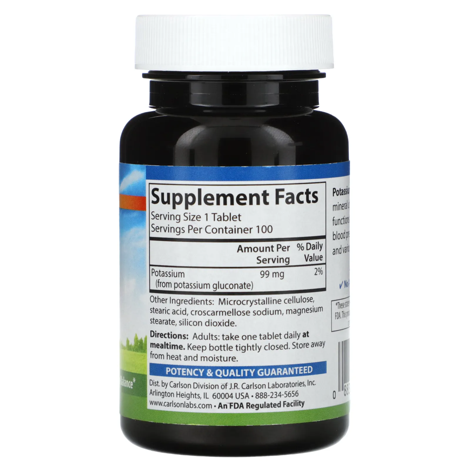 Carlson, Калий, 99 мг, 100 таблеток