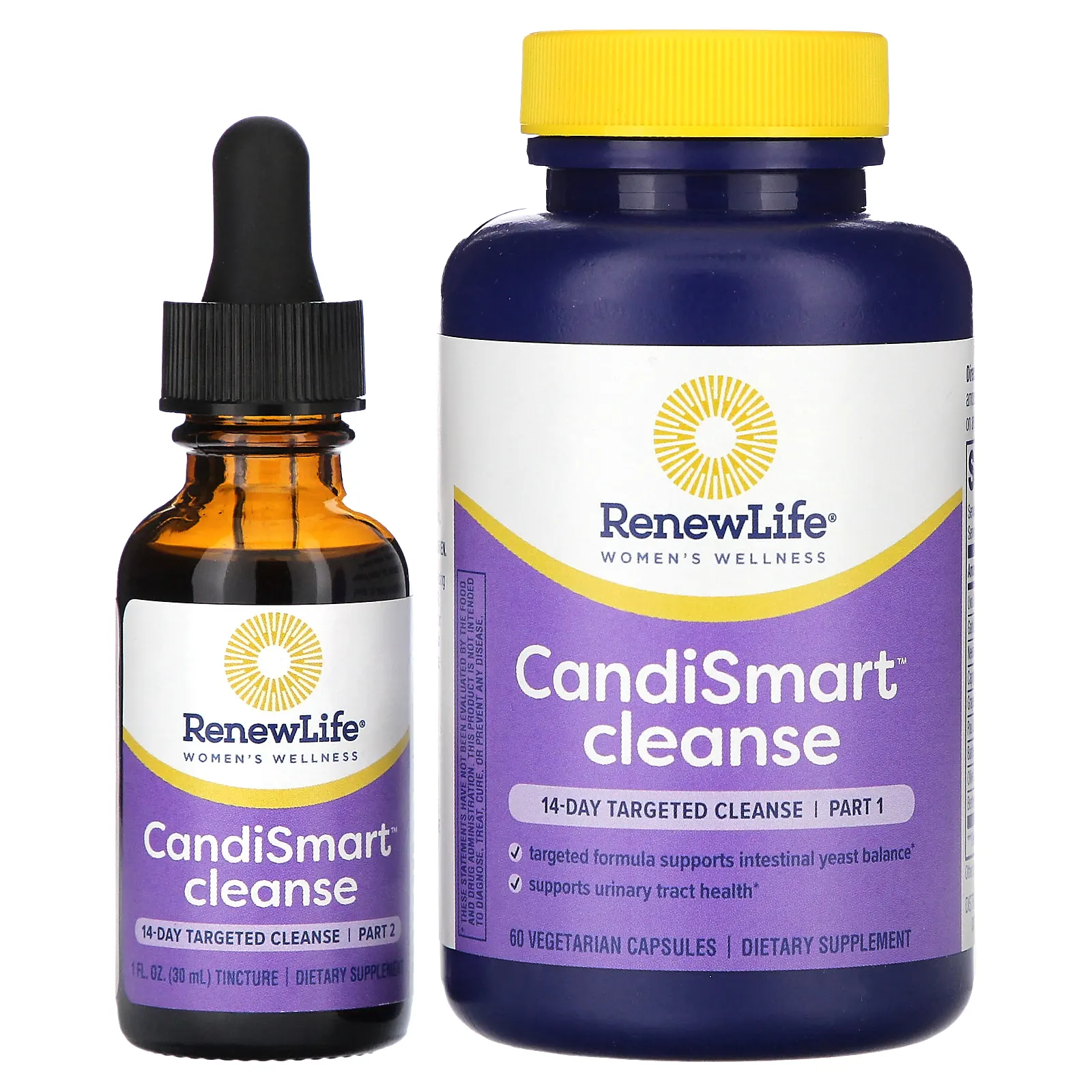 Renew Life, CandiSmart Cleanse, средство для очищения организма за 14 дней, 2 части