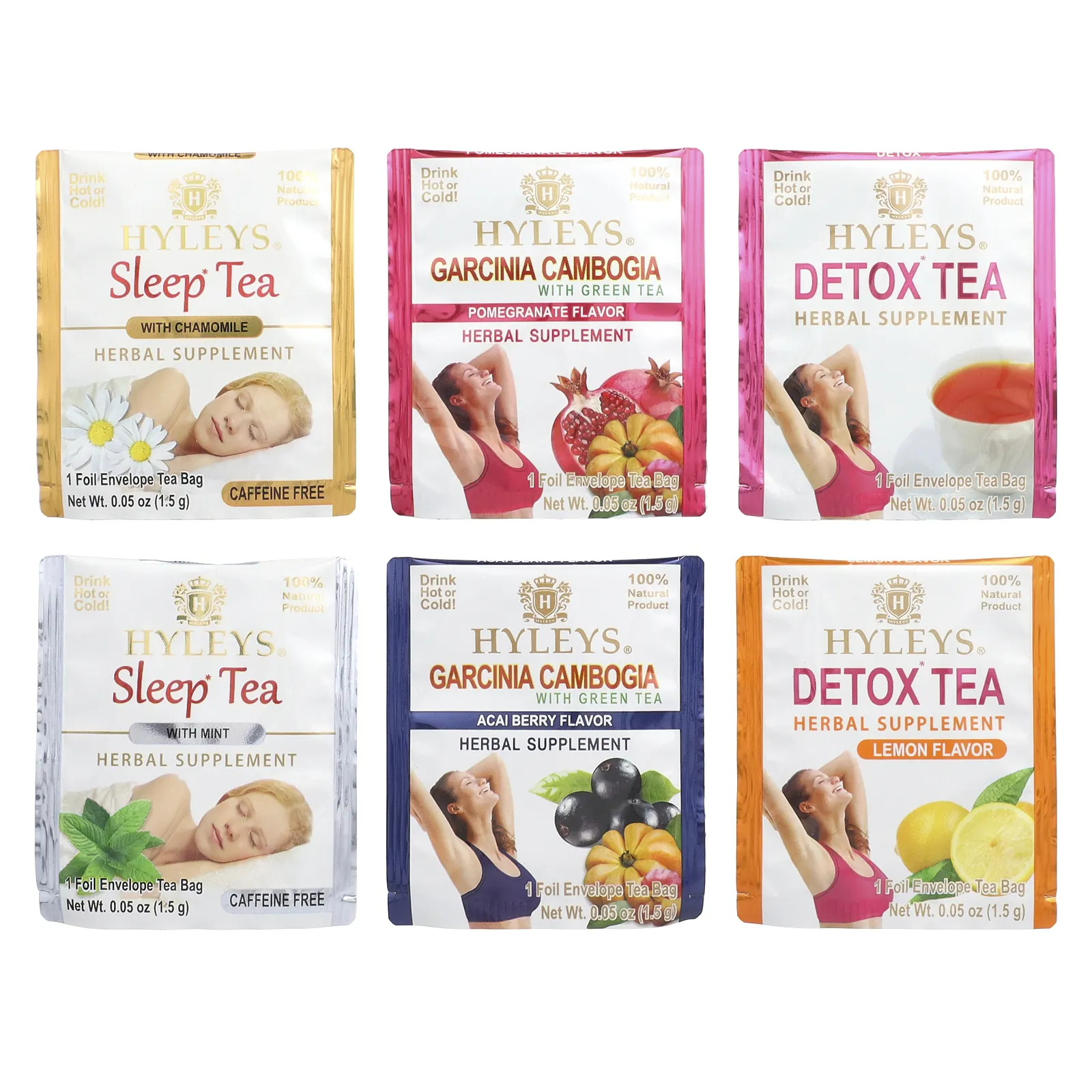 Hyleys Tea, 28 Days Detox Kit, ассорти, 84 чайных пакетика в фольгированных пакетиках, 126 г (4,44 унции)