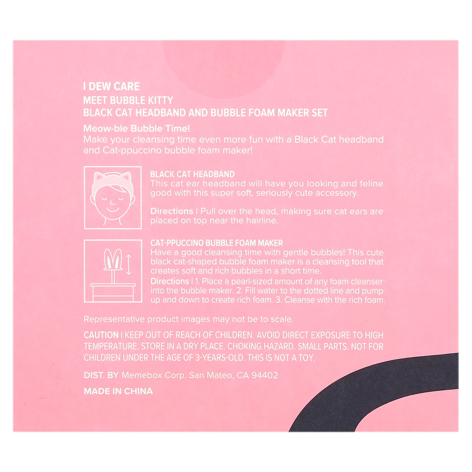 I Dew Care, Meet Bubble Kitty, черная повязка на голову и средство для приготовления пенки, набор из 3 предметов