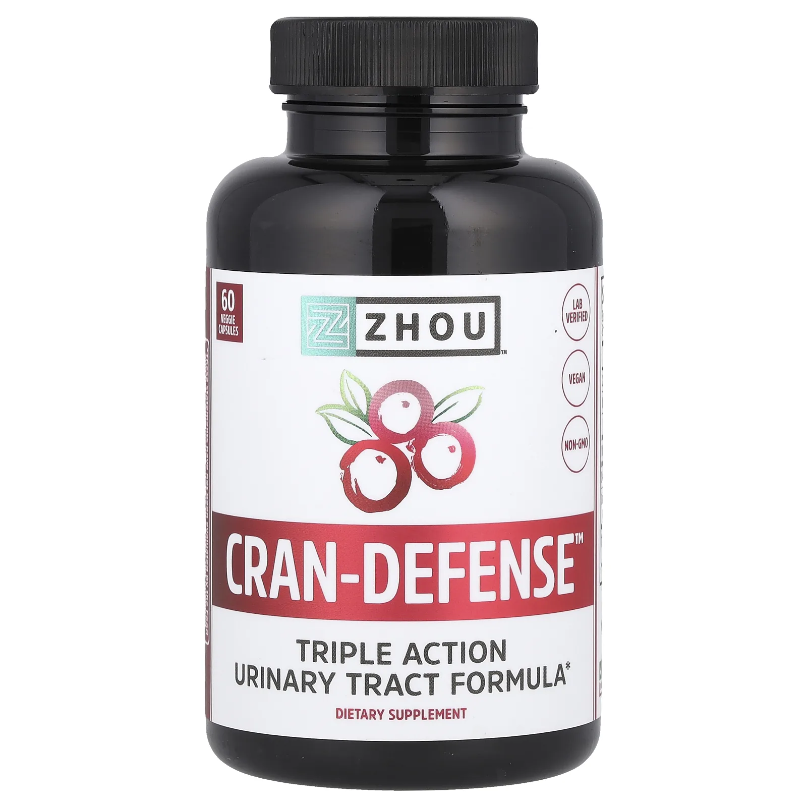 Zhou Nutrition, Cran-Defense, добавка для поддержки мочевыводящих путей, 60 капсул