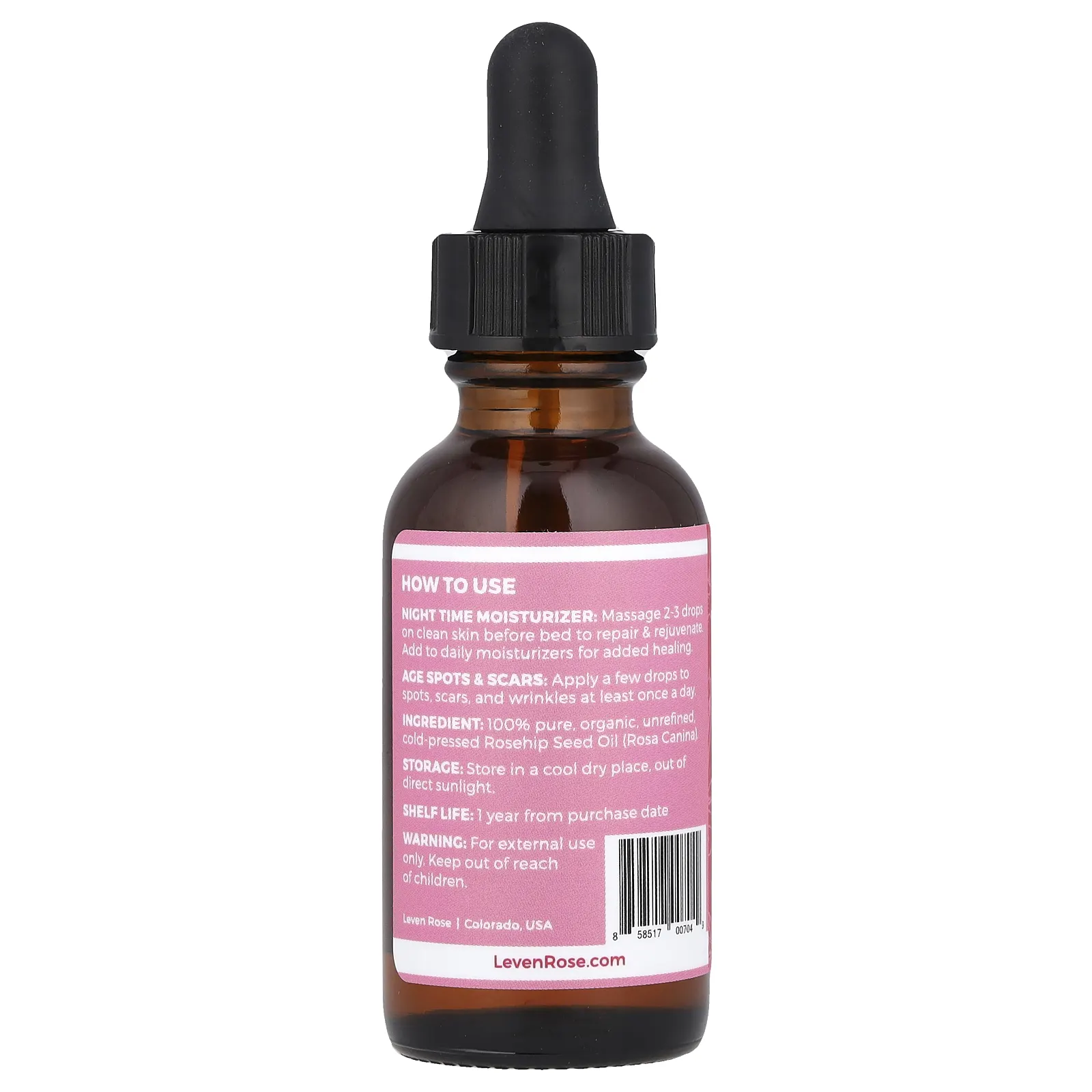 Leven Rose, 100% чистое и органическое масло шиповника, 30 мл (1 жидк. Унция)