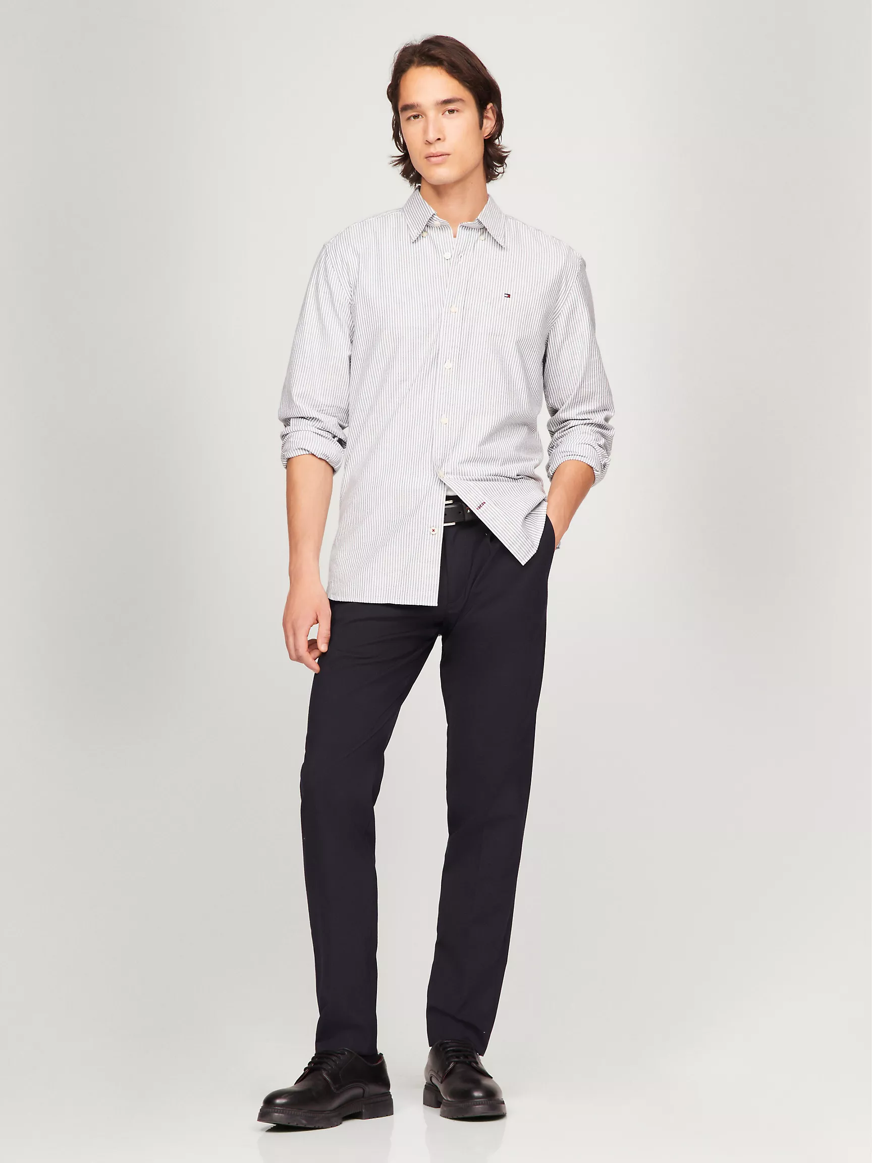 Мужская рубашка Tommy Hilfiger, Полосатая эластичная рубашка из оксфорда стандартного кроя