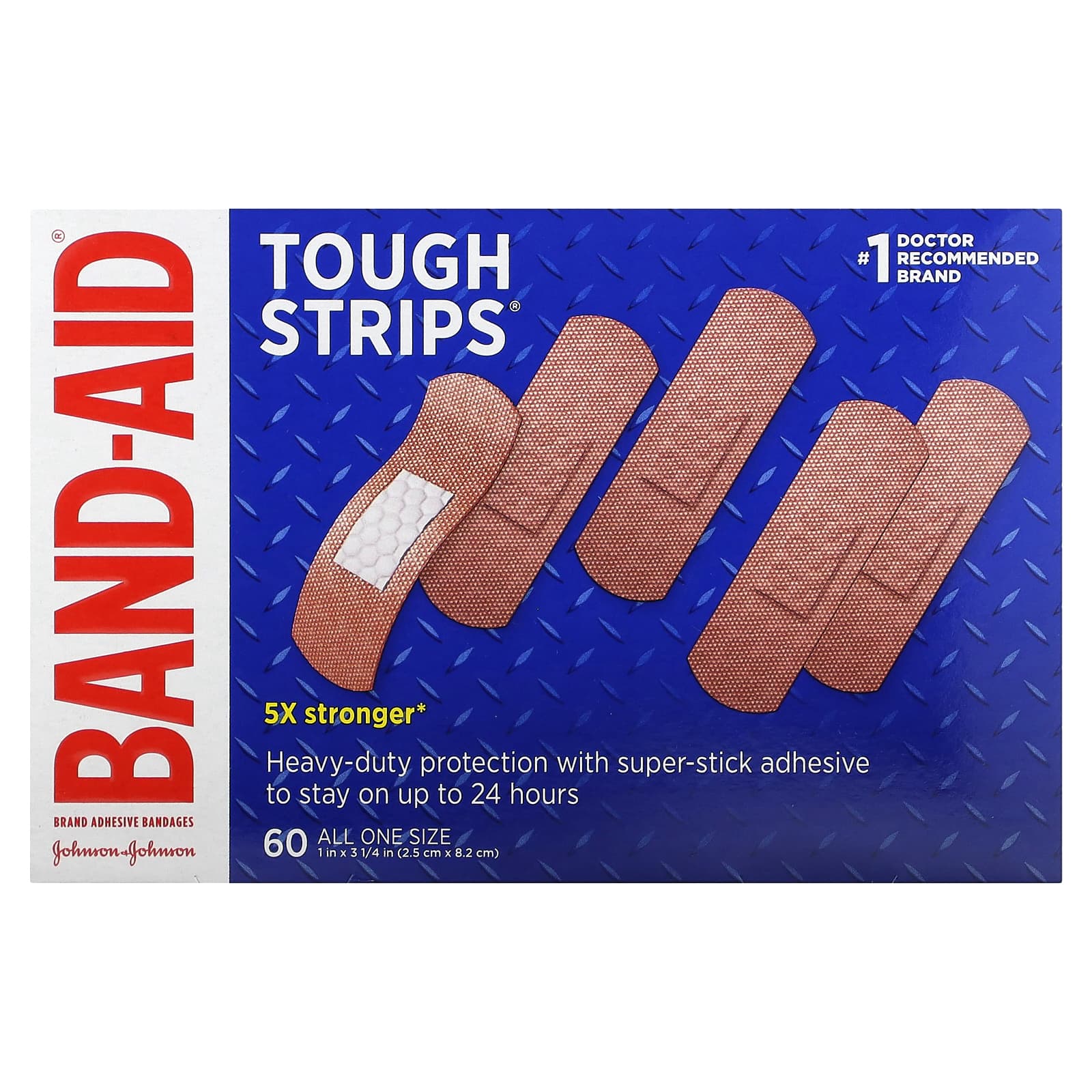 Band Aid, лейкопластыри, прочные полоски, 60 шт.