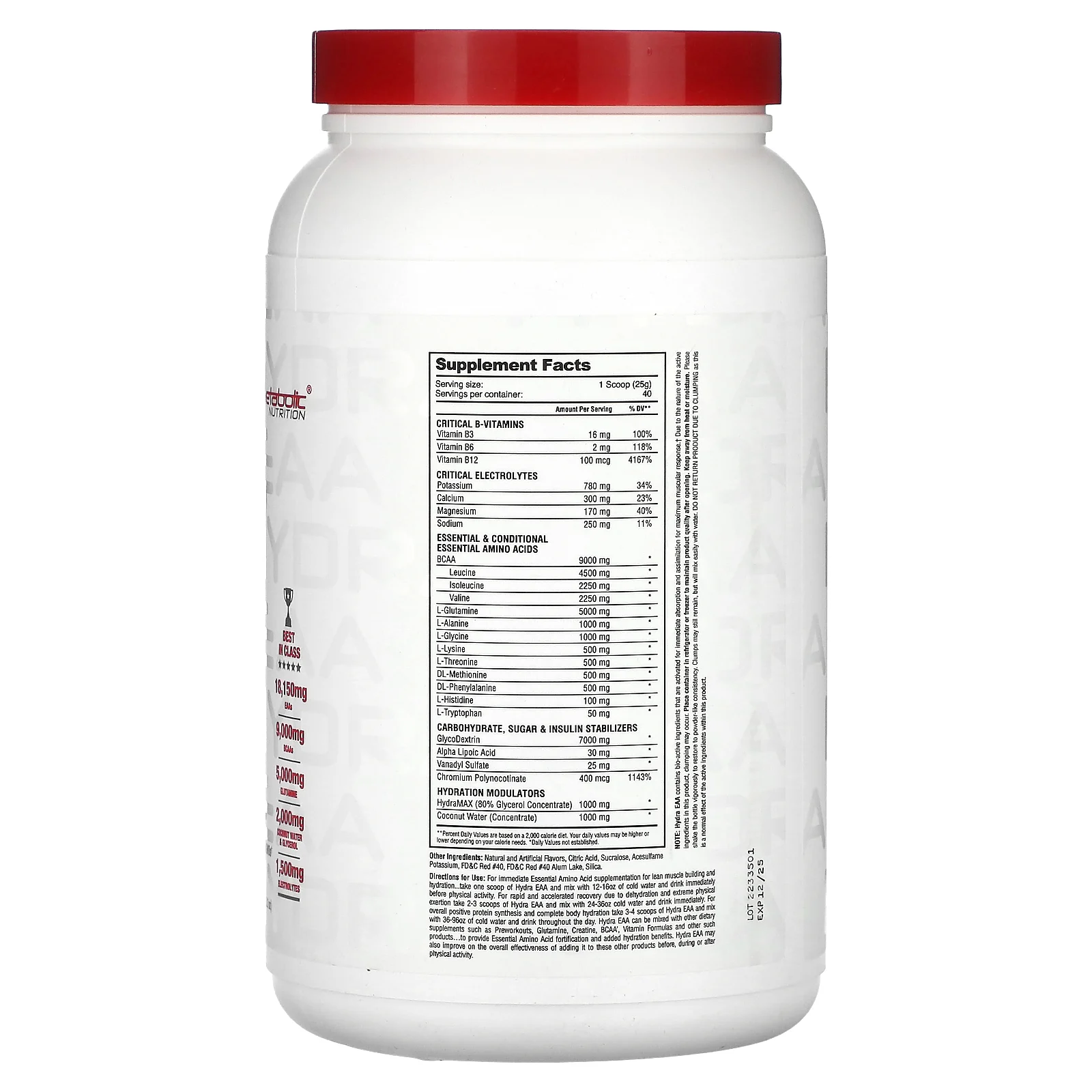 Metabolic Nutrition, Hydra EAA, арбуз, 1000 г (35,2 унции)