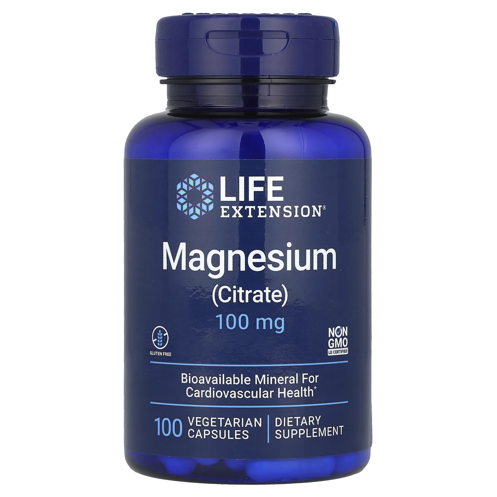 Life Extension, магний (цитрат), 100 мг, 100 вегетарианских капсул