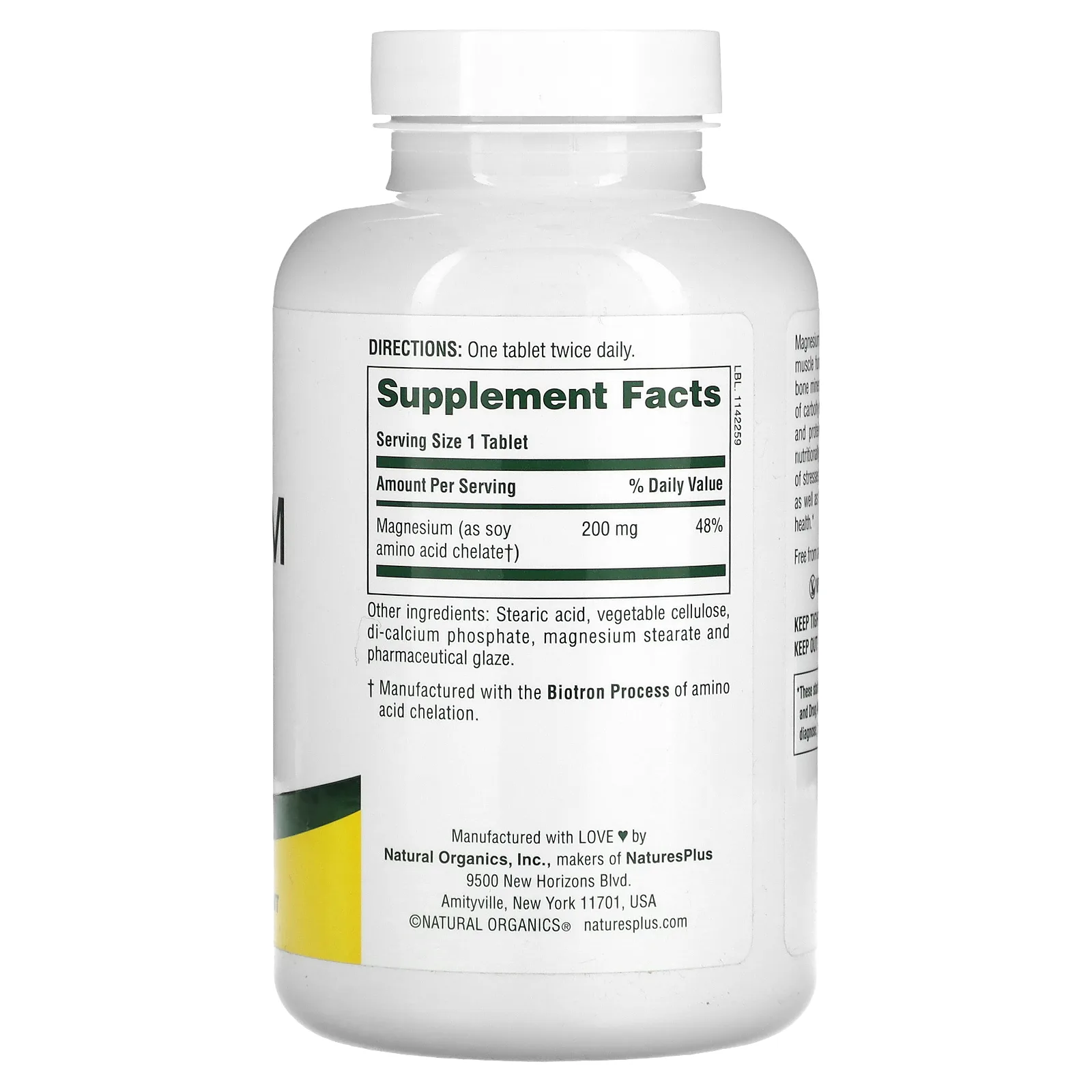 NaturesPlus, Магний, 200 мг, 180 таблеток