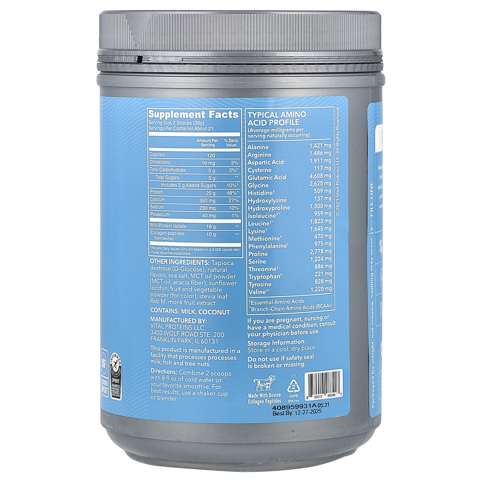 Vital Proteins, Vital Performance Protein, клубника, 761 г (1,68 фунта)