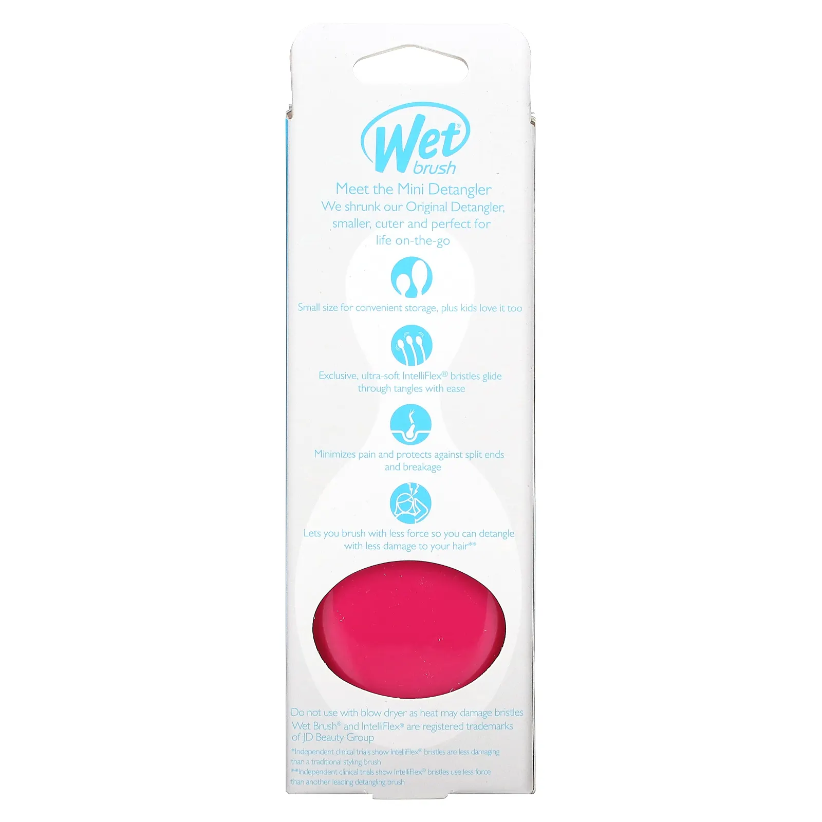 Wet Brush, мини-расческа для облегчения расчесывания, розовая, 1 шт.