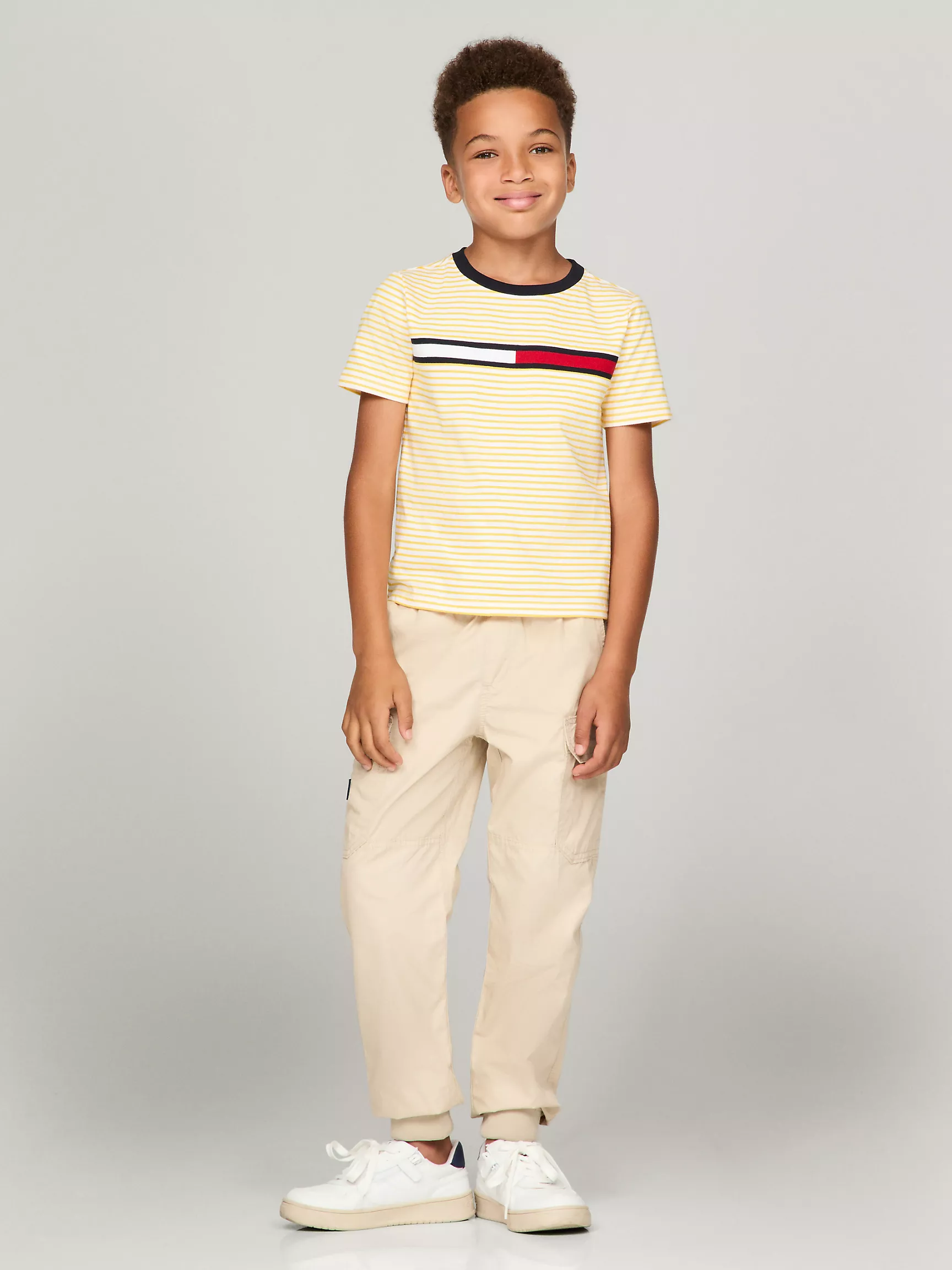 Футболка Tommy Hilfiger для мальчиков, Детская футболка с логотипом флага и полосками