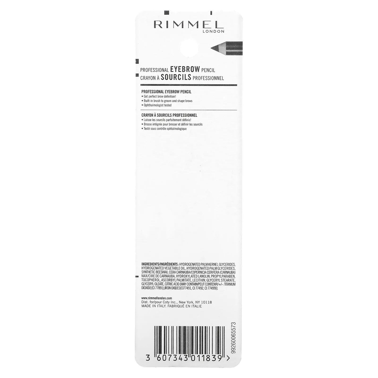 Rimmel London, Профессиональный карандаш для бровей, 004 черно-коричневый, 1,4 г