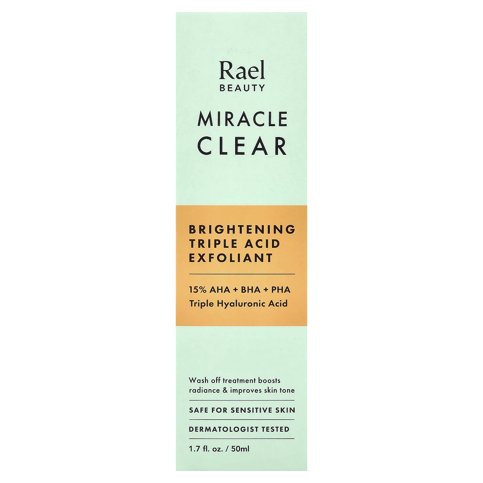Rael, Miracle Clear, осветляющий эксфолиант с тройными кислотами, без отдушки, 50 мл (1,7 жидк. унции)