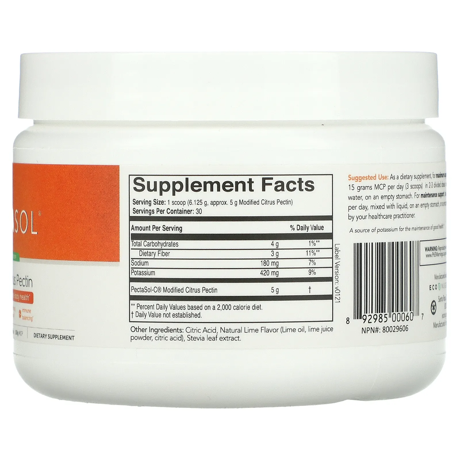 Econugenics, Модифицированный цитрусовый пектин, настой из лайма, 184 г (6,48 унции)