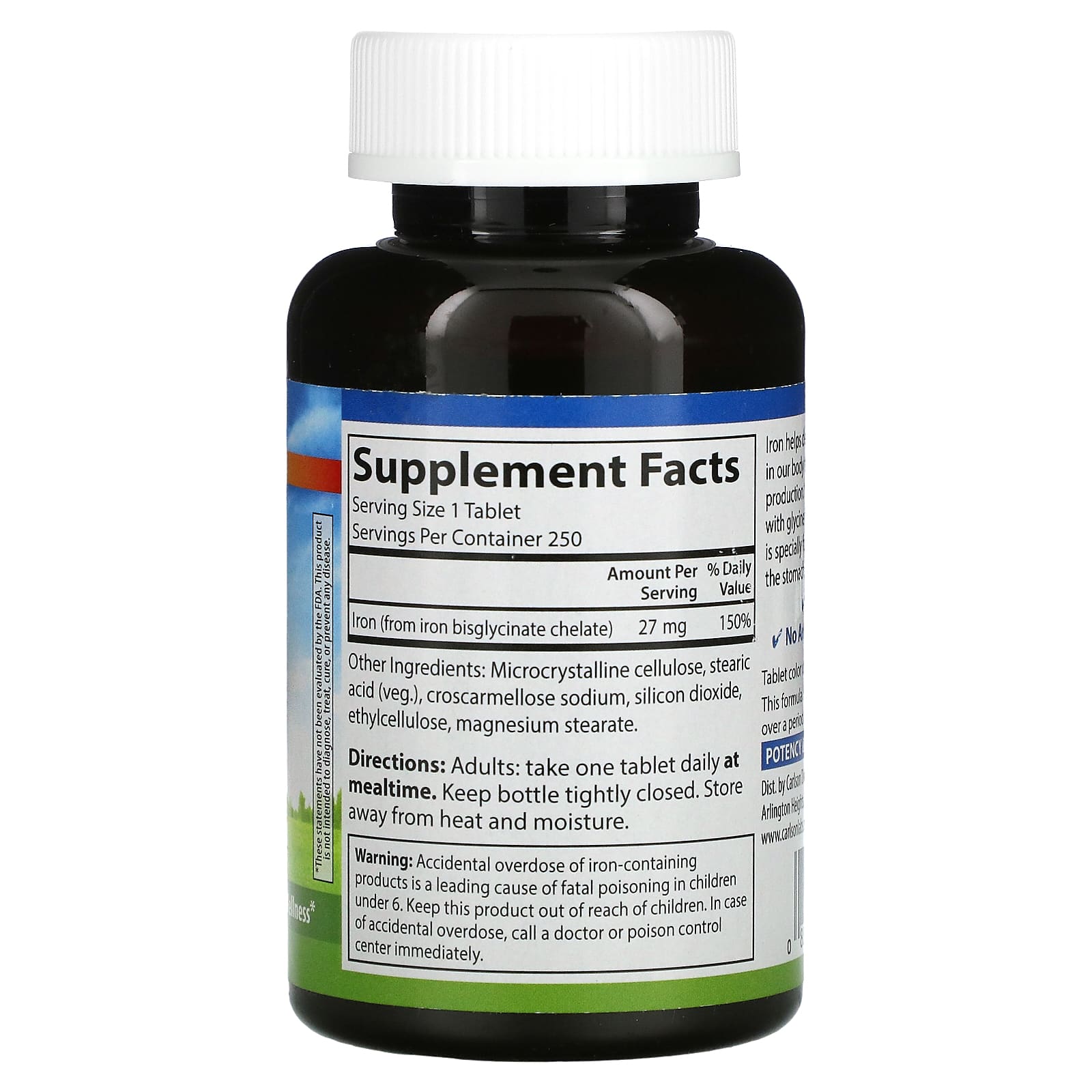 Carlson, Хелатированное железо, 250 таблеток