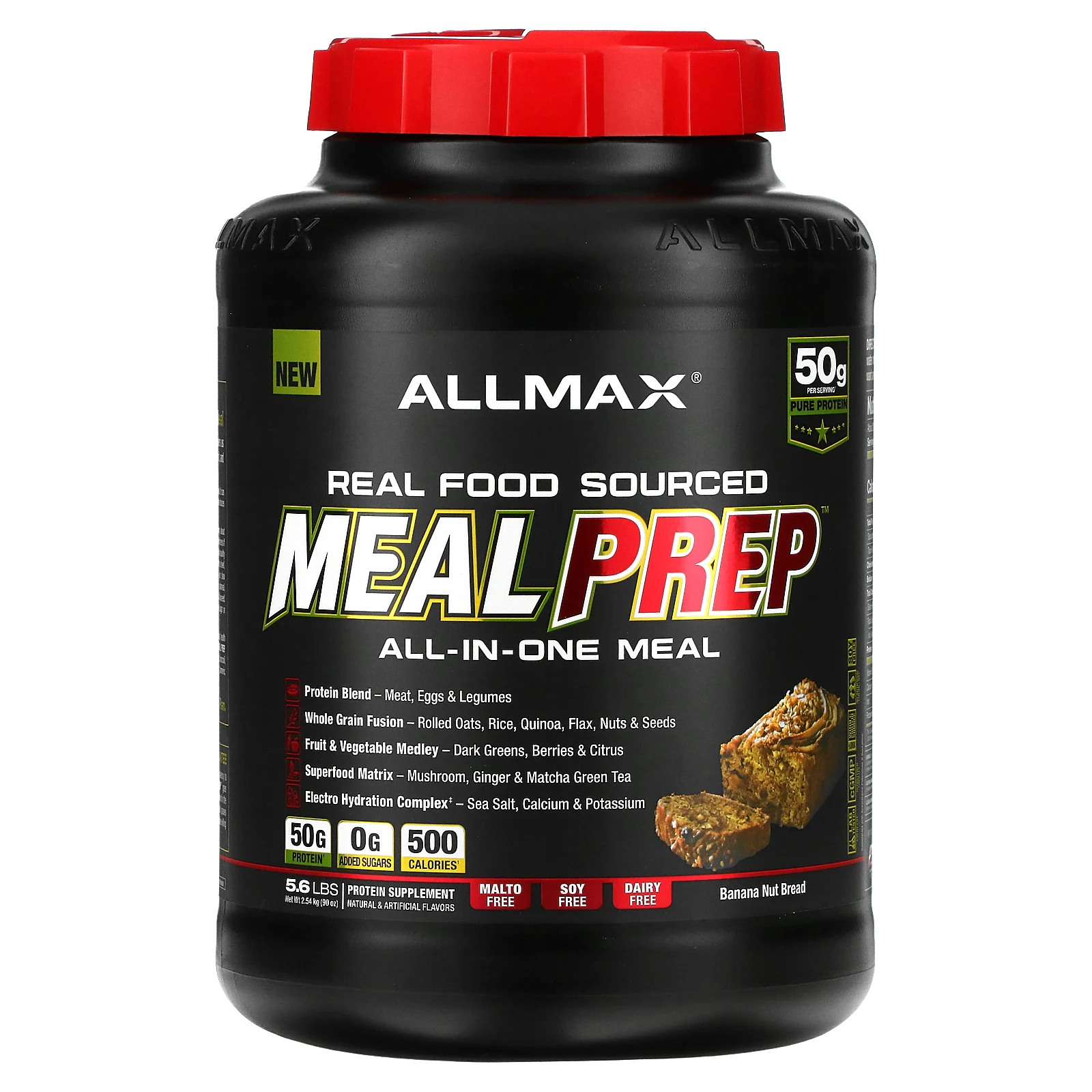 ALLMAX, Real Food Sourced Meal Prep, универсальное блюдо, банановый и ореховый хлеб, 2,54 кг (5,6 фунта)