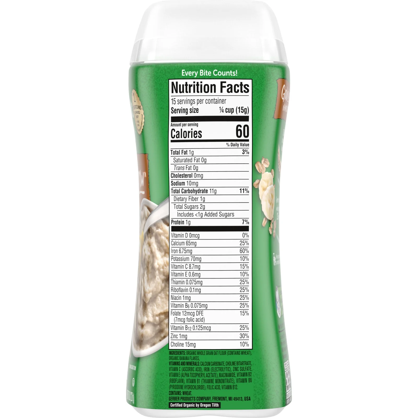 Gerber, Органическая овсяная каша с бананом, для малышей, умеющих сидеть, 227 г (8 унций)