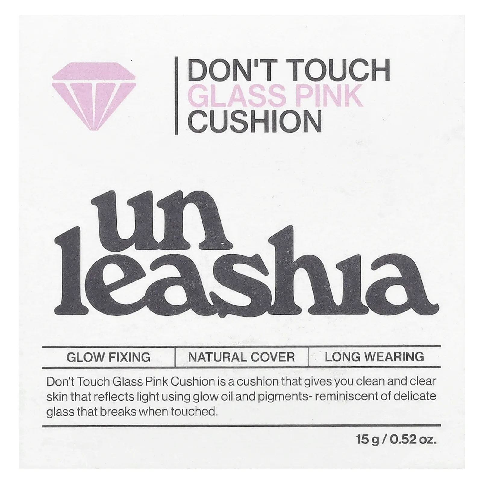 Unleashia, Don't Touch Glass Pink Cushion, SPF50 + / PA ++++, 25 N Molten, 15 г (0,52 унции)