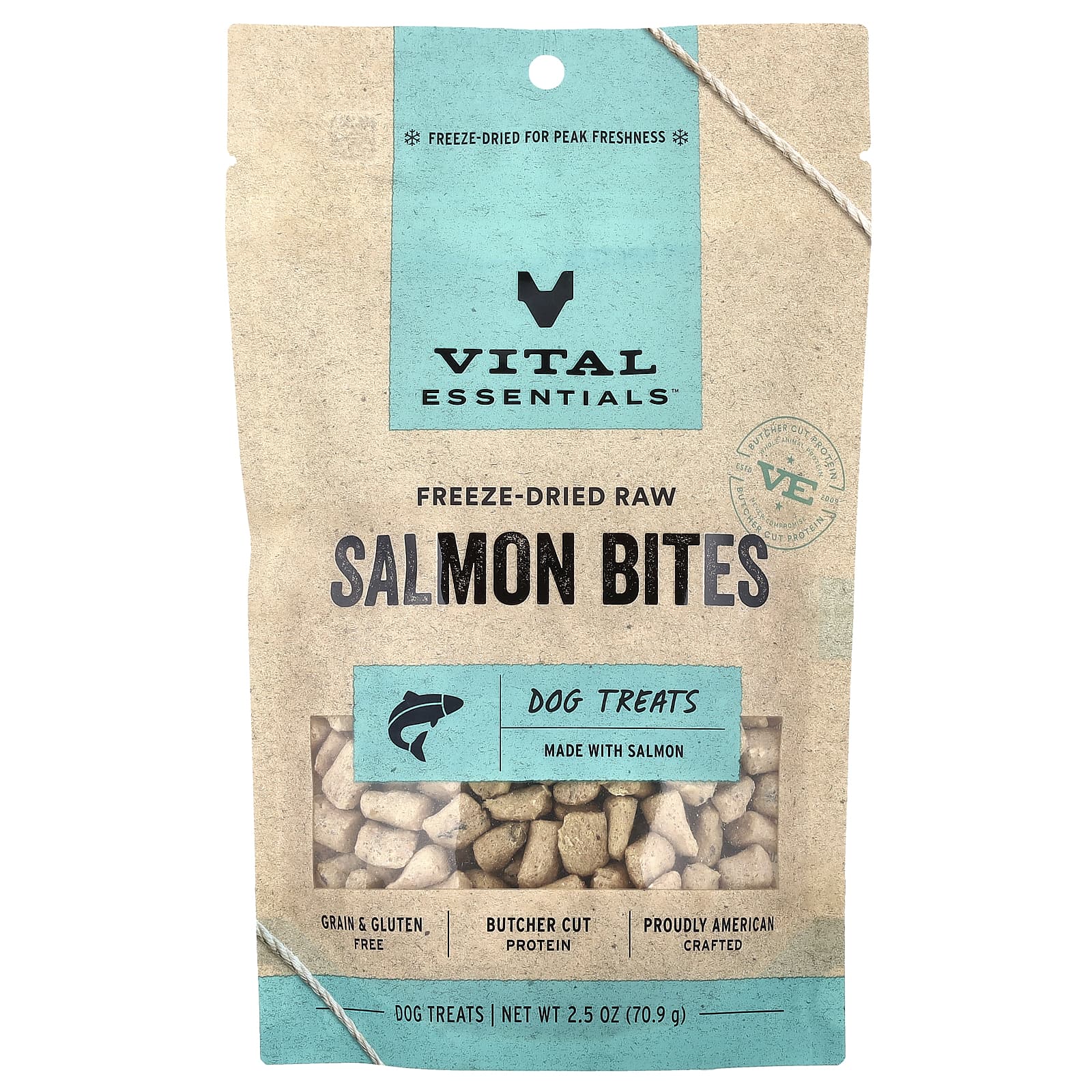 Vital Essentials, сублимированные необработанные лакомства для собак, со вкусом лосося, 70,9 г (2,5 унции)