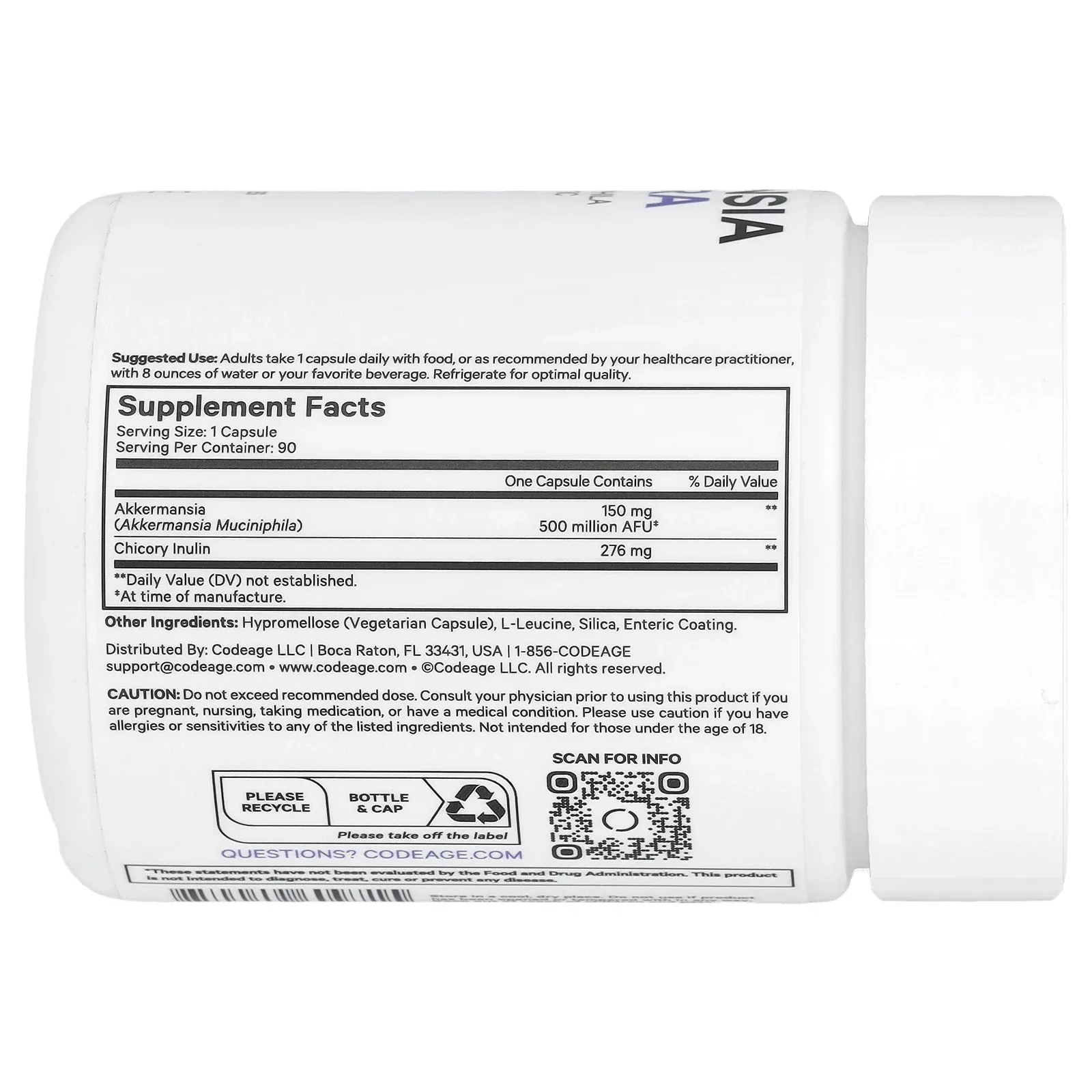 Codeage, Akkermansia 500 Ultra, 90 растительных капсул