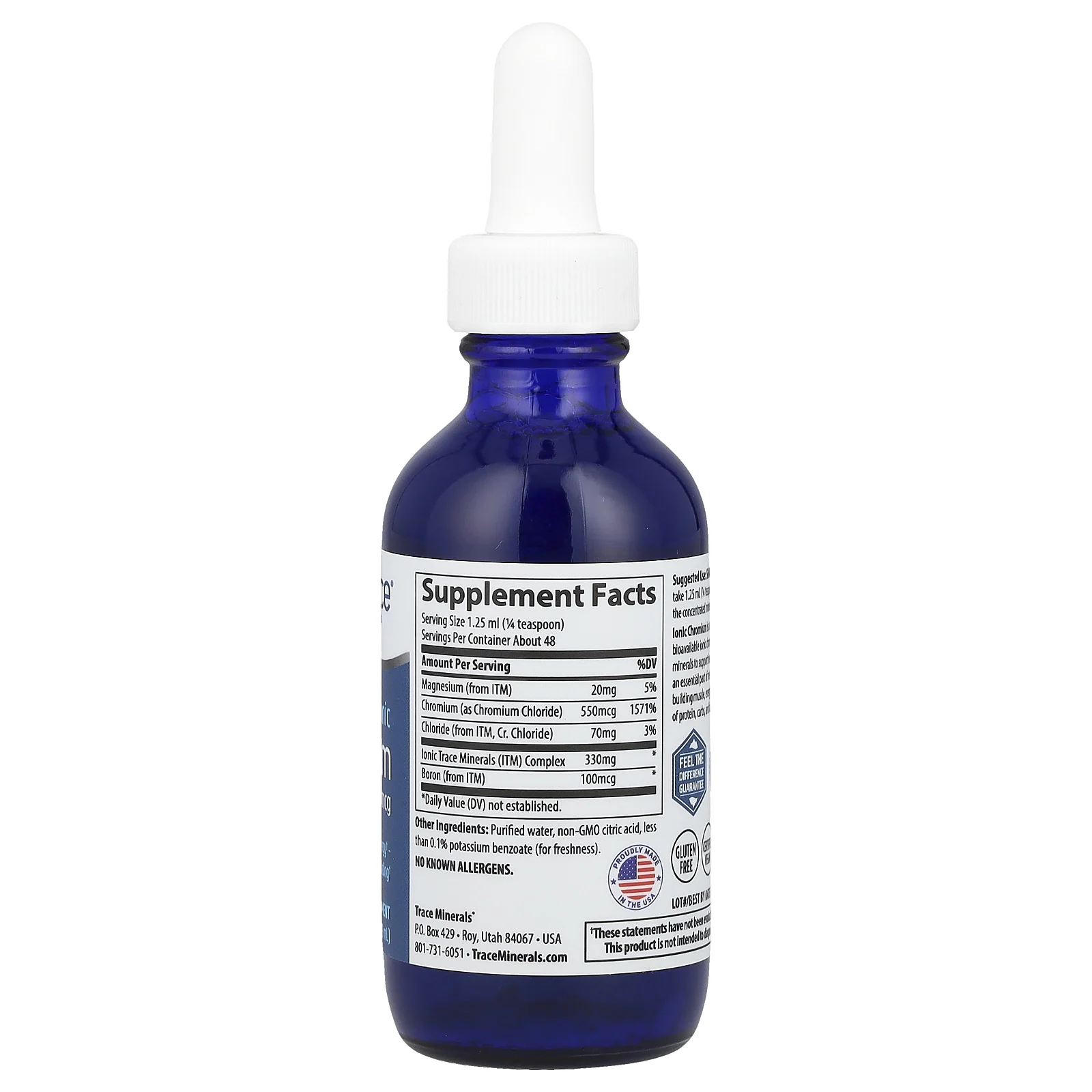 Trace Minerals ®, Ионный хром, 550 мкг, 59 мл (2 жидкие унции)