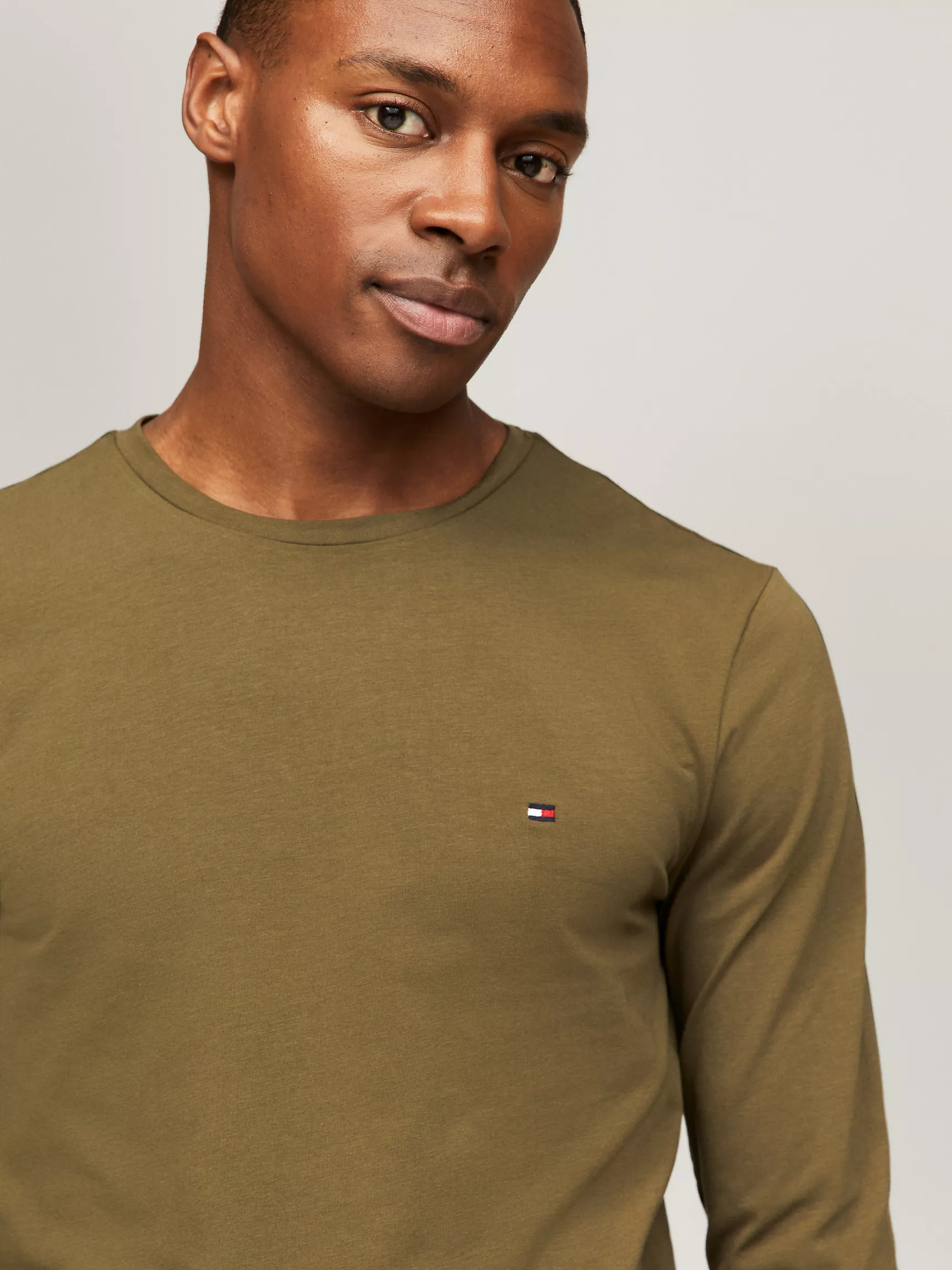 Мужская футболка Tommy Hilfiger, Приталенная эластичная футболка с длинными рукавами