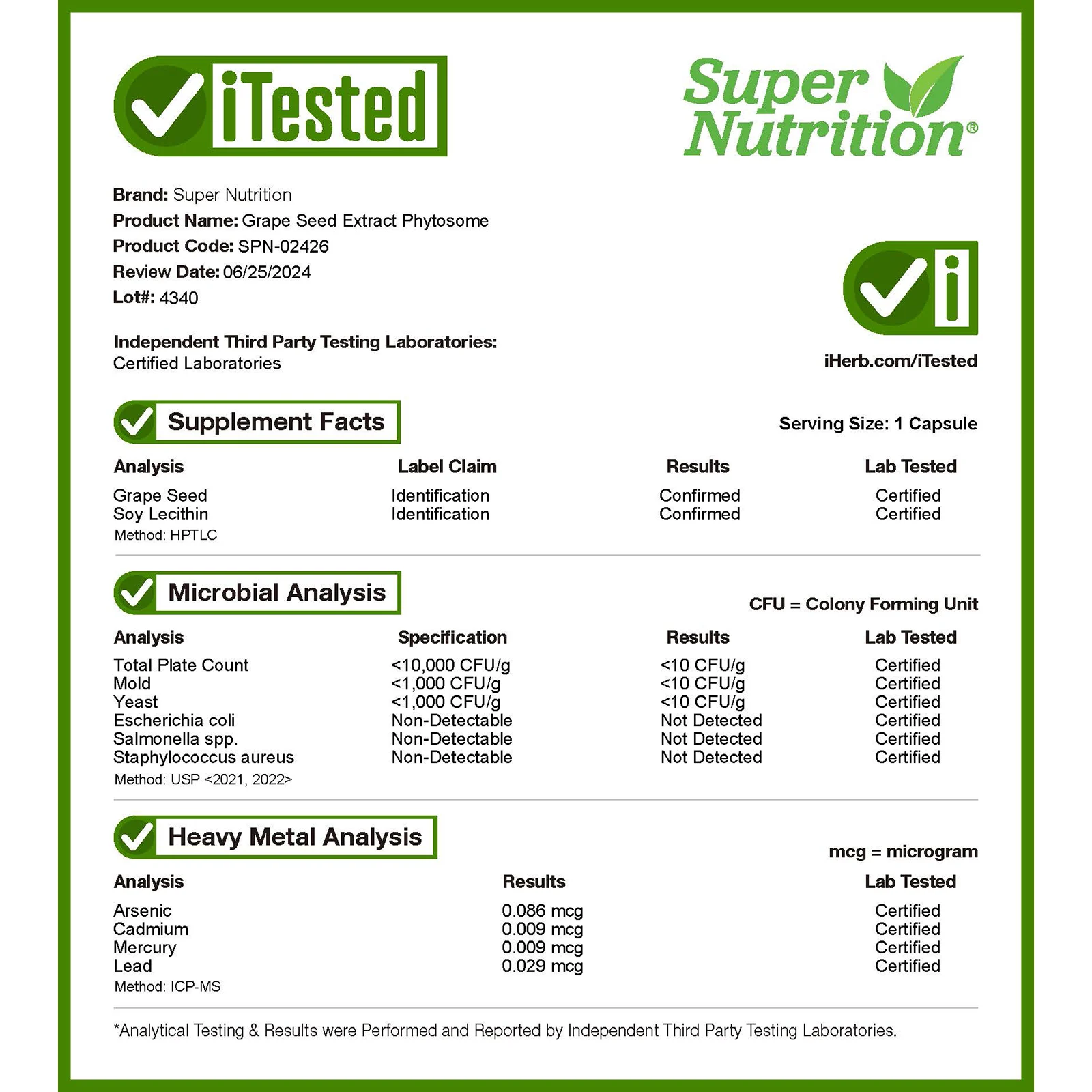 Super Nutrition, Фитосомы из виноградных косточек, 300 мг, 60 растительных капсул