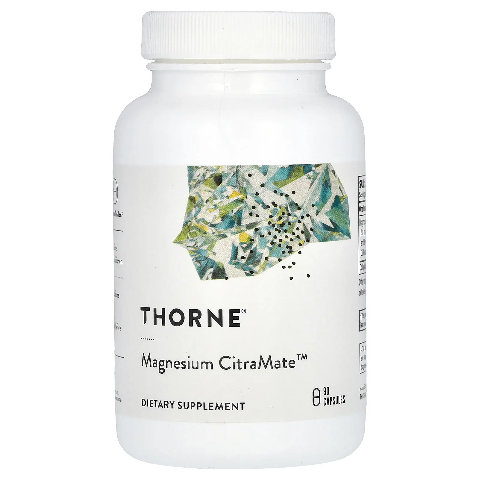 Thorne, Magnesium Citramate, добавка с магнием, 90 капсул