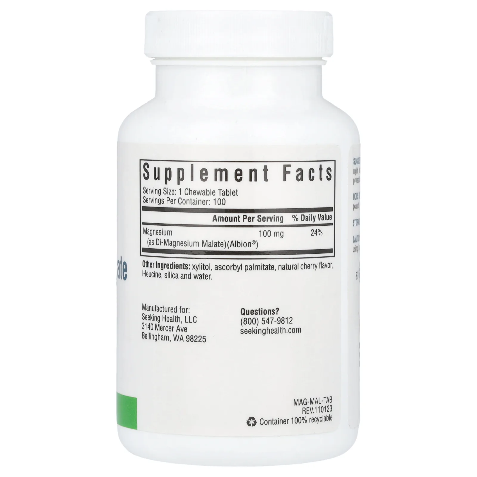 Seeking Health, жевательные таблетки с магнием, 100 мг, 100 жевательных таблеток