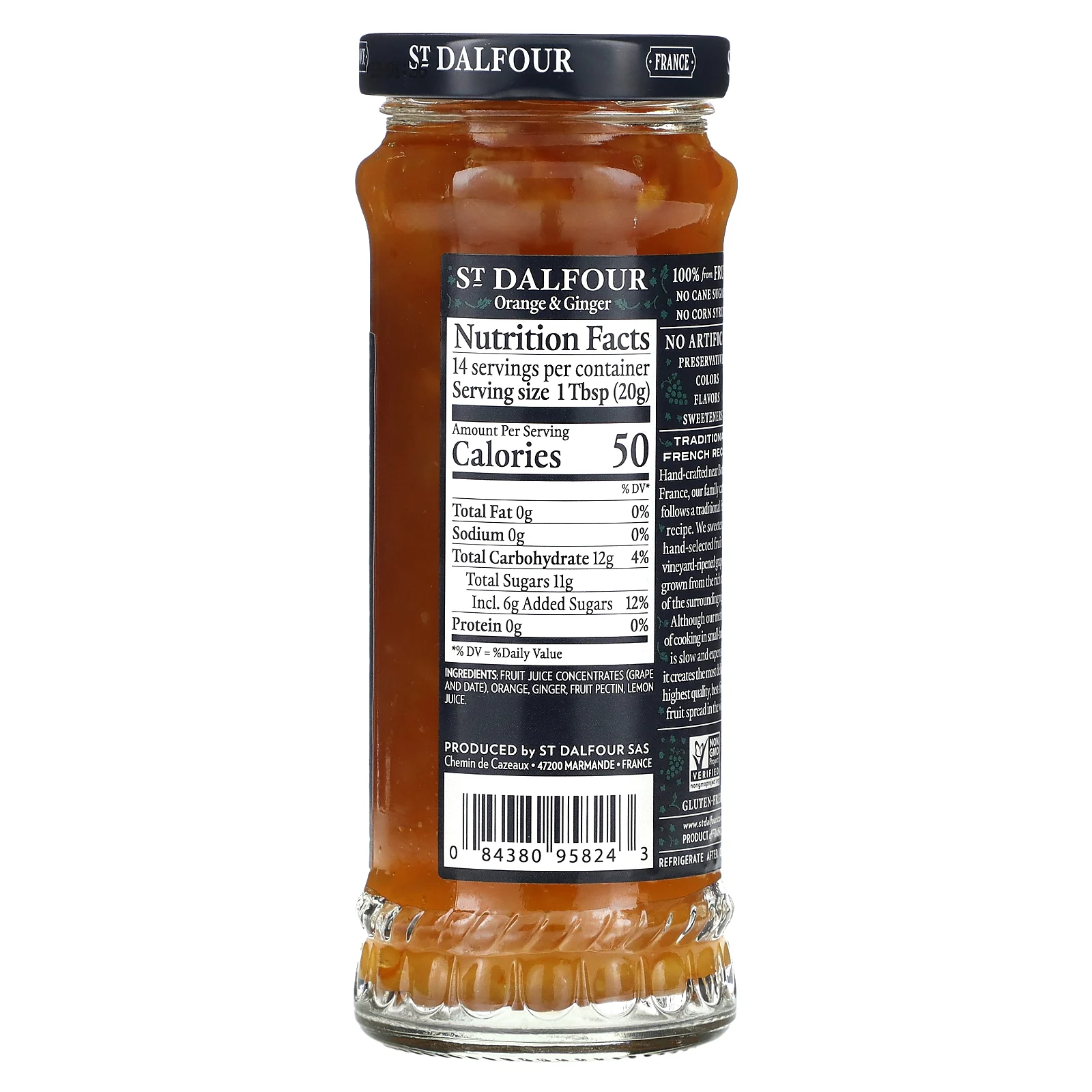 St. Dalfour, Конфитюр с имбирем и апельсином, фруктовый джем, 10 унций (284 гр)