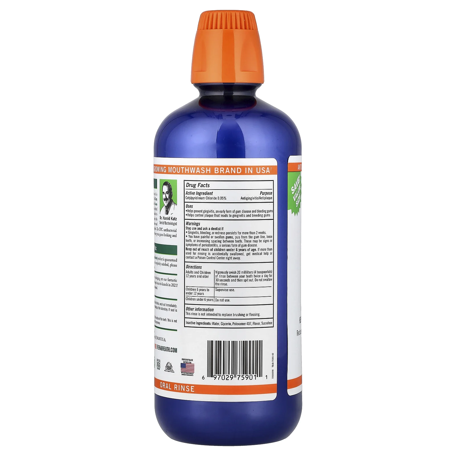 TheraBreath, Healthy Gums, ополаскиватель для полости рта, чистая мята, 1 л (33,8 жидк. унции)