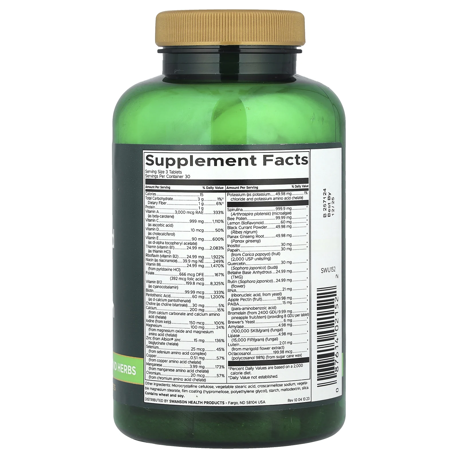 Swanson, Whole Food Formula, мультивитамины и минералы, 90 таблеток