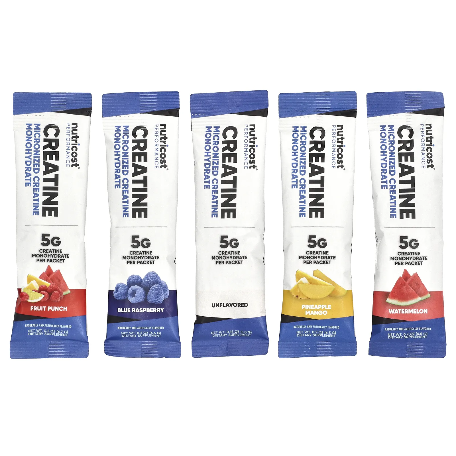 Nutricost, Performance, моногидрат креатина, разнообразные упаковки, 20 пакетиков в стиках по 5,2–6,7 г (0,2 унции)