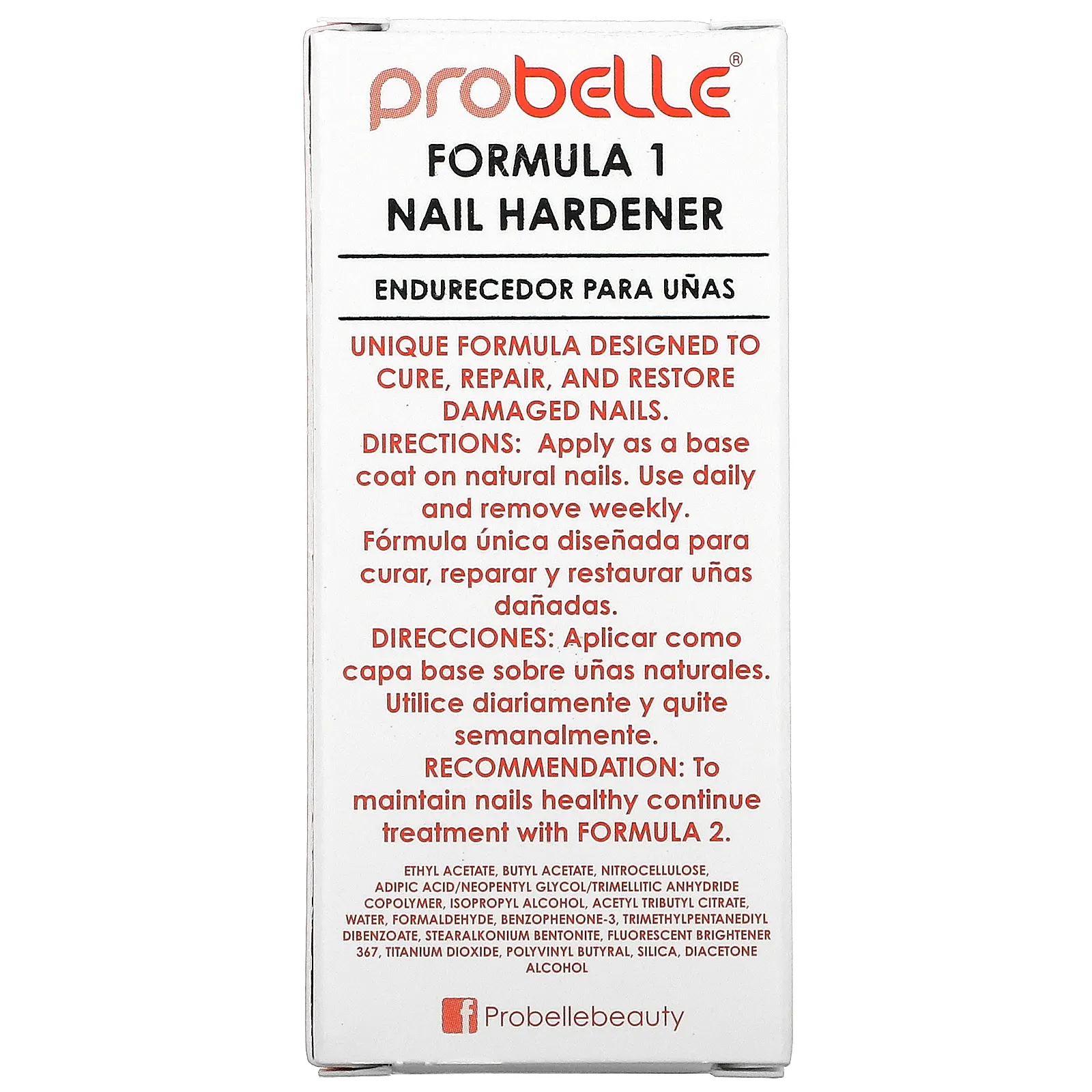 Probelle, Отвердитель для ногтей, формула 1, 15 мл (0,5 жидк. Унции)