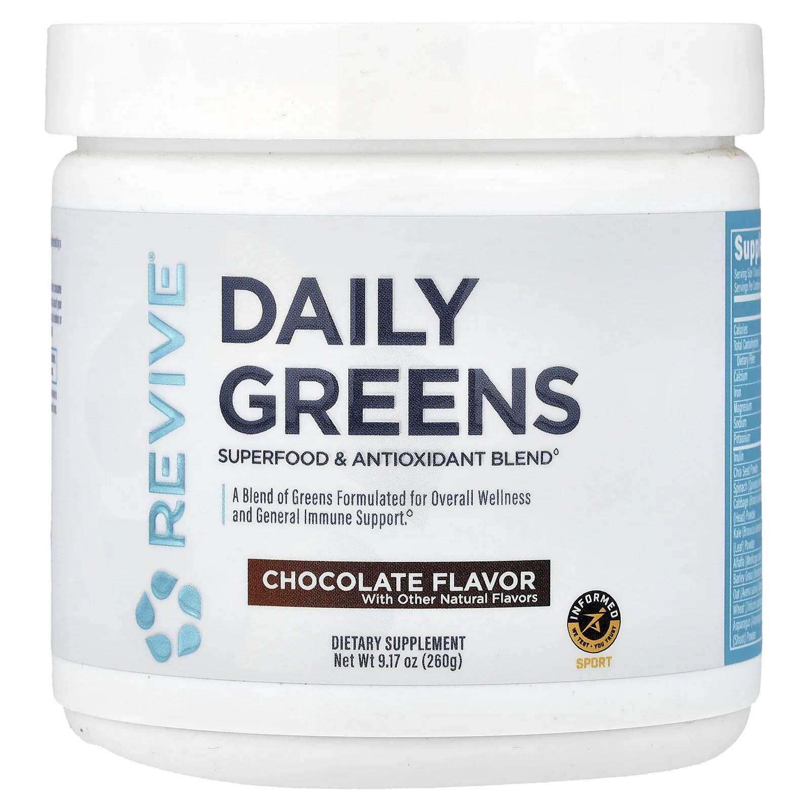 Revive, Daily Green, ежедневная зелень, с шоколадным вкусом, 260 г (9,17 унции)