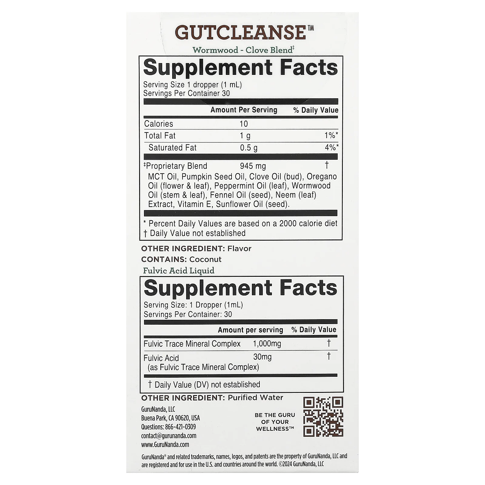 GuruNanda, GutCleanse™, двухэтапный набор, 2 флакона по 30 мл (1 жидк. унция)