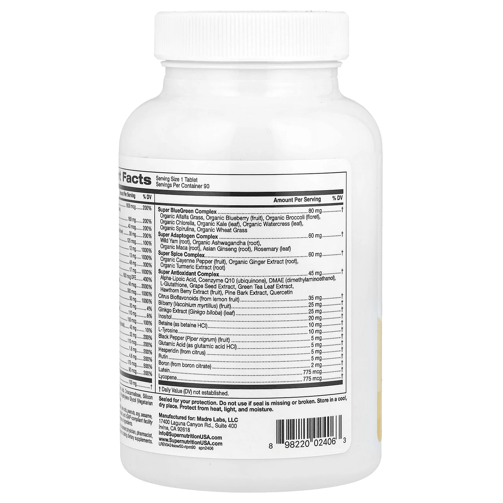 Super Nutrition, SimplyOne®, мультивитамины и суперкомплексы для женщин старше 50 лет, без железа, 90 таблеток