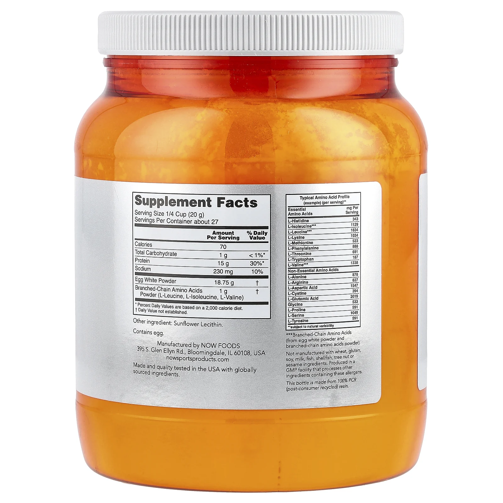 NOW Foods, Sports, протеин из яичного белка, протеиновый порошок, 544 г (1,2 фунта)