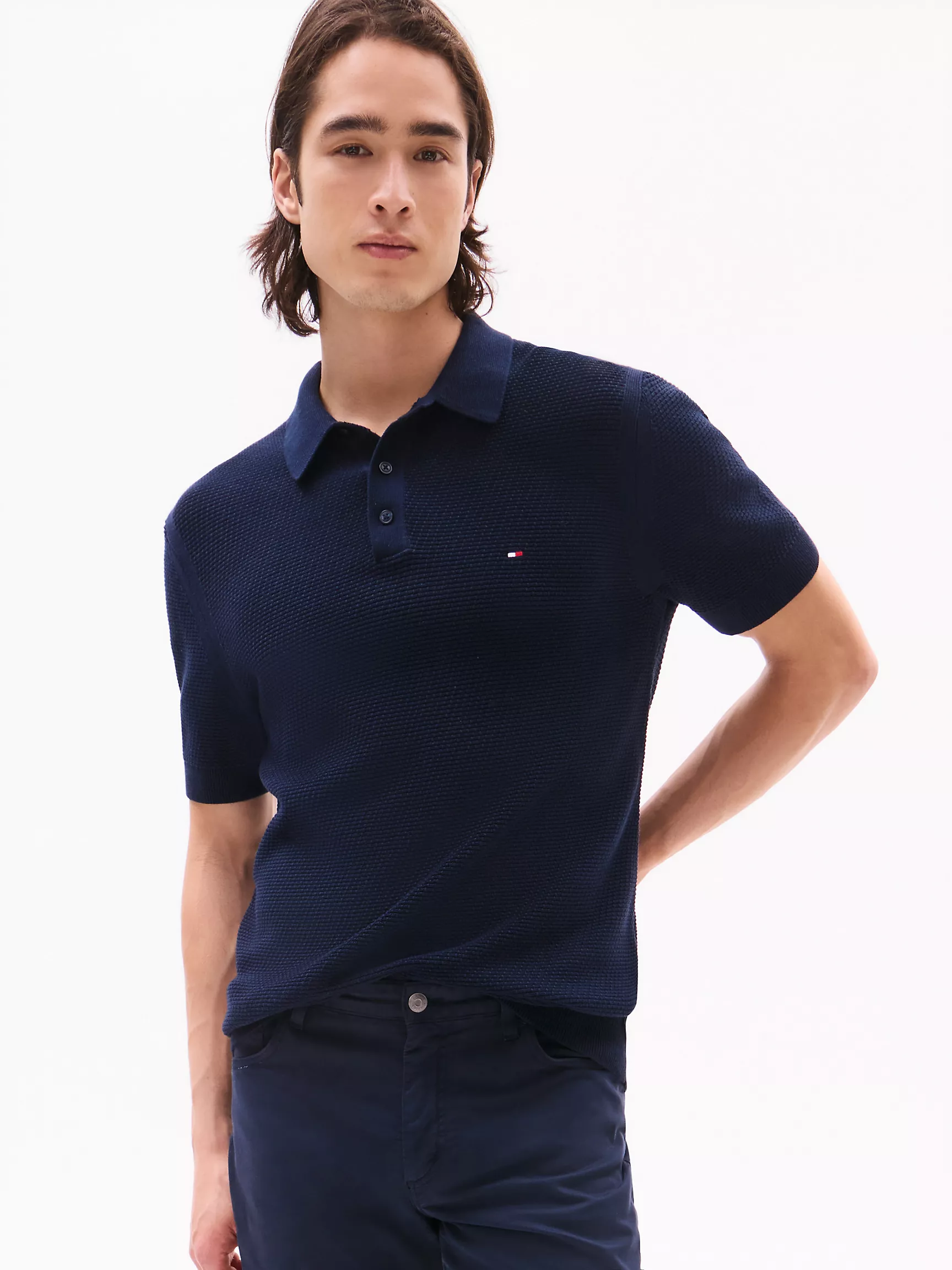 Мужской свитер Tommy Hilfiger, Свитер-поло с узором "прямоугольные стежки"