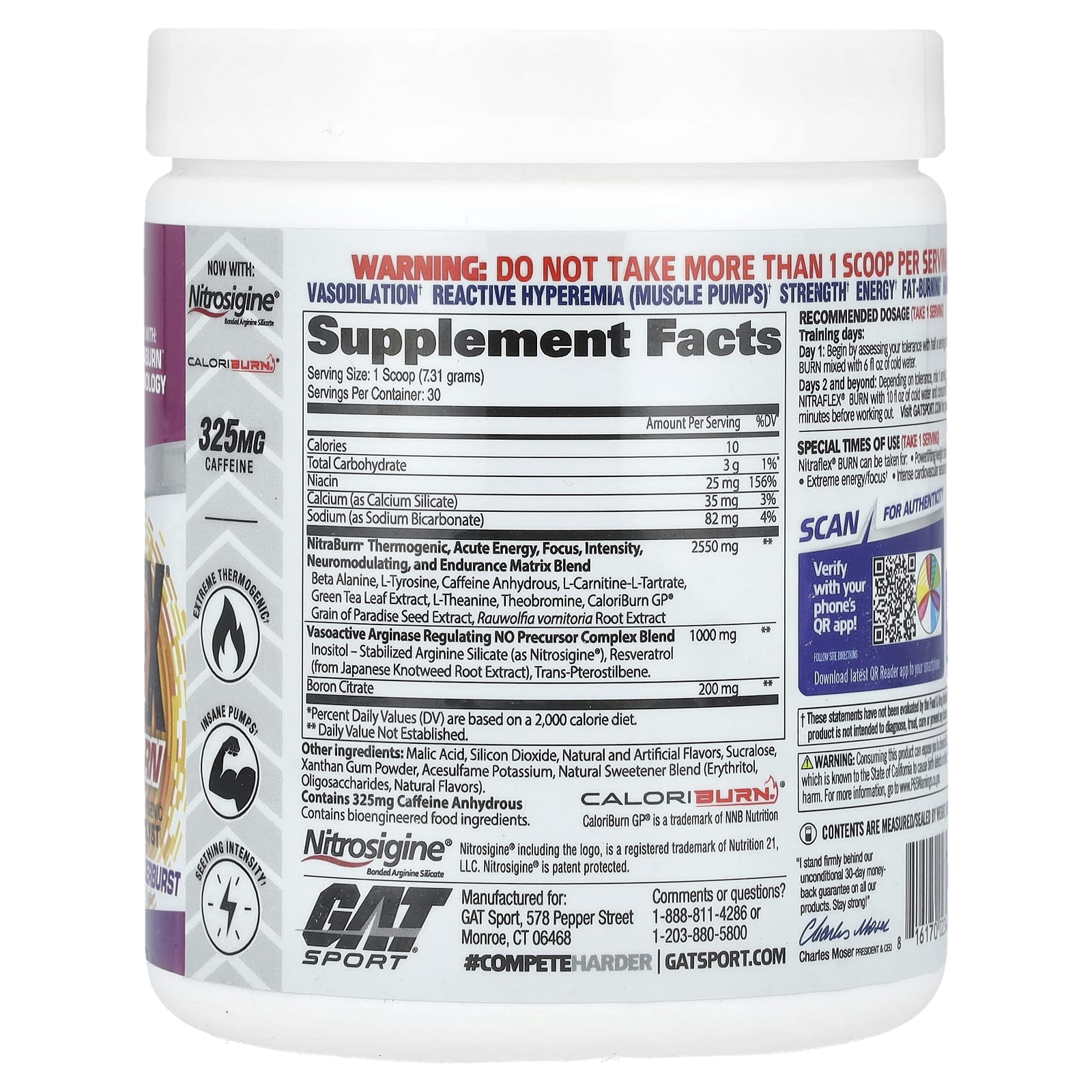 GAT, Sport, NITRAFLEX® Burn, Tropic Thunderburst, 219,3 г (7,74 унции)